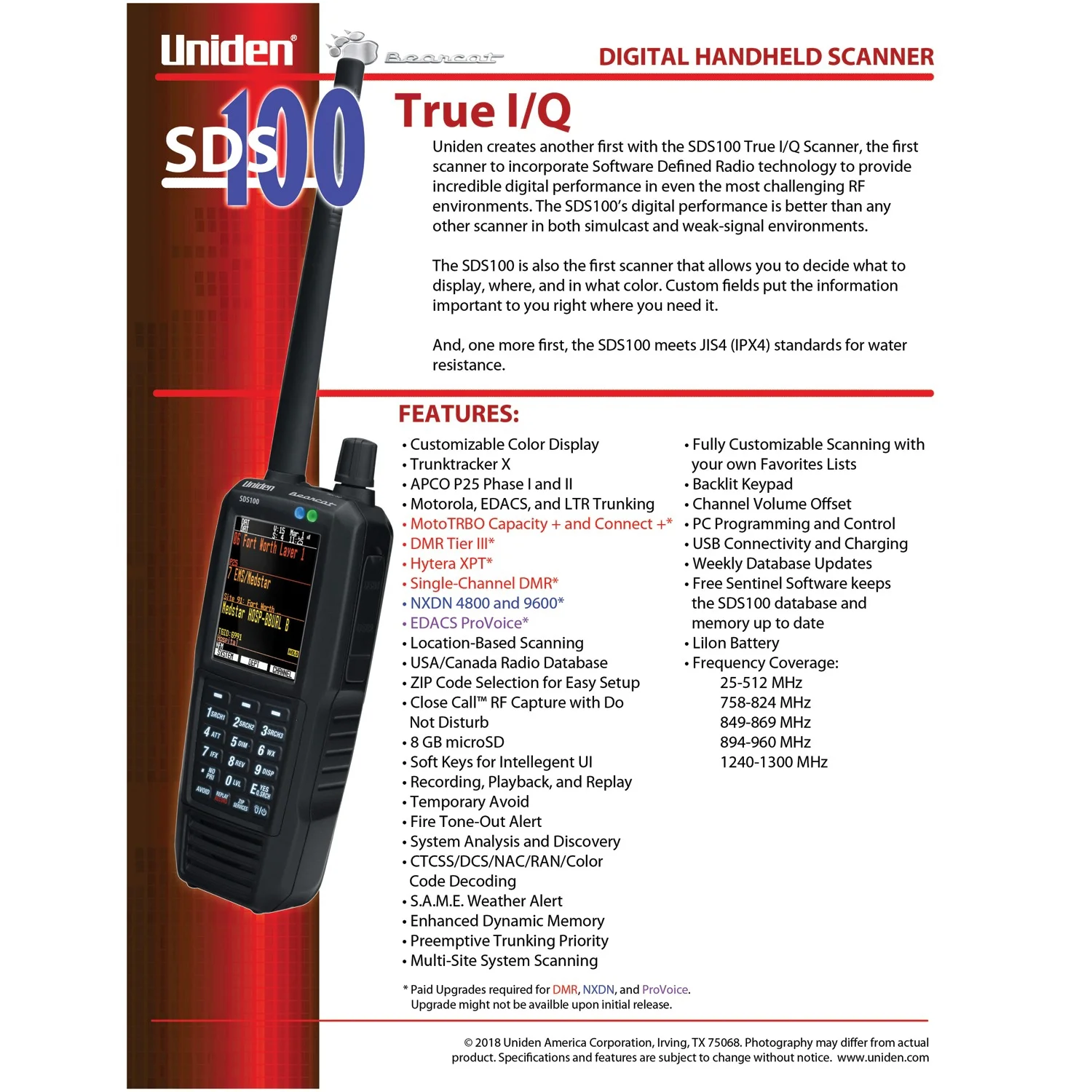 Uniden SDS100 True I/Q Digital Handheld Scanner