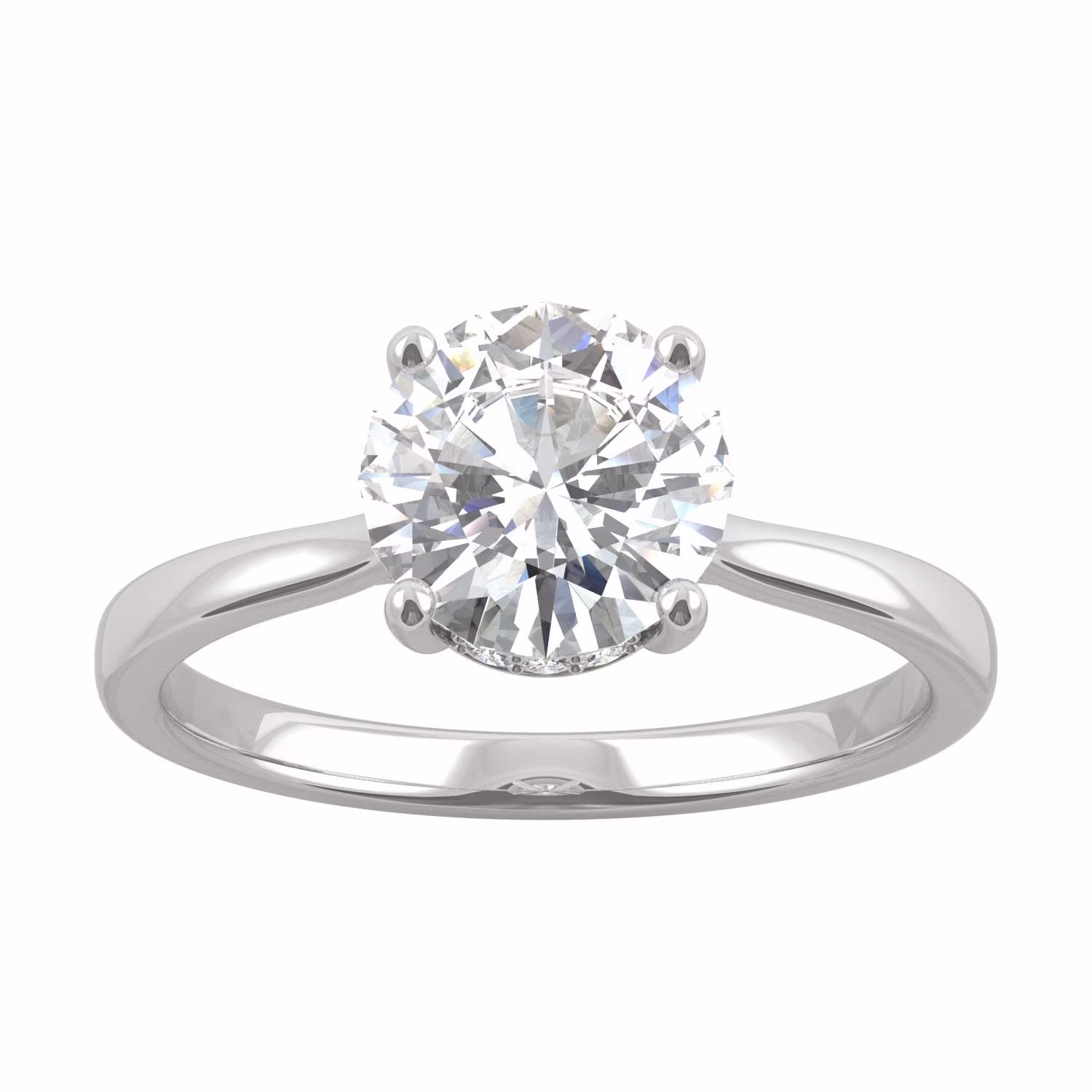 Charles & Colvard 14K White Gold Moissanite 7.5mm Round Engagement Ring-Size 8, 1.58cttw DEW