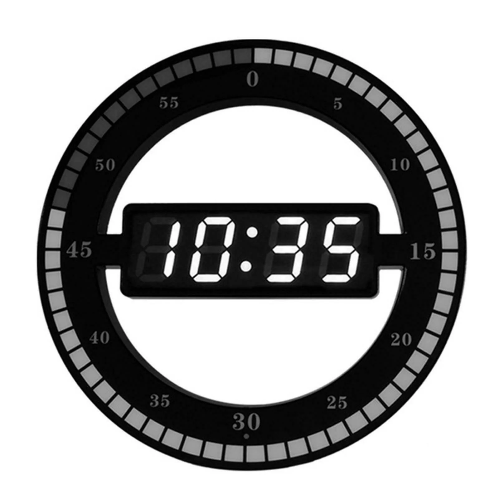 CNCEST Digital 12'' Wall Mount Clock Modern LED Round Alarm Clock Snooze 12/24 Hour Display (Black)