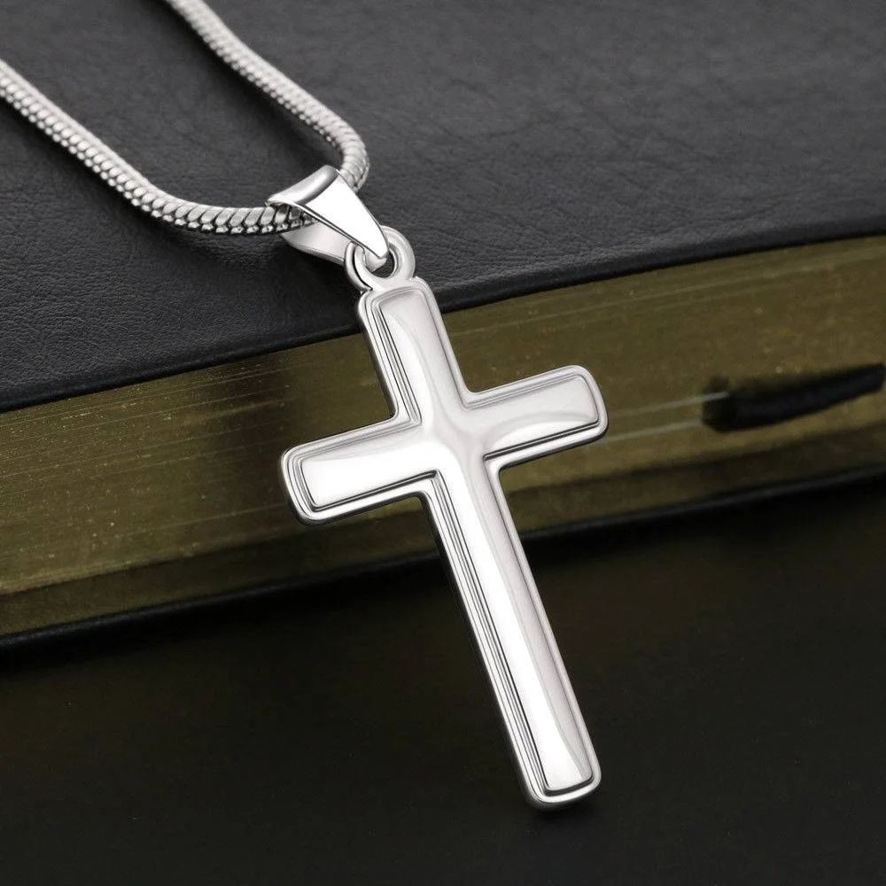 Father - My Hero - Artisan Cross Necklace, Dad, Father's Day, Birthday Gift