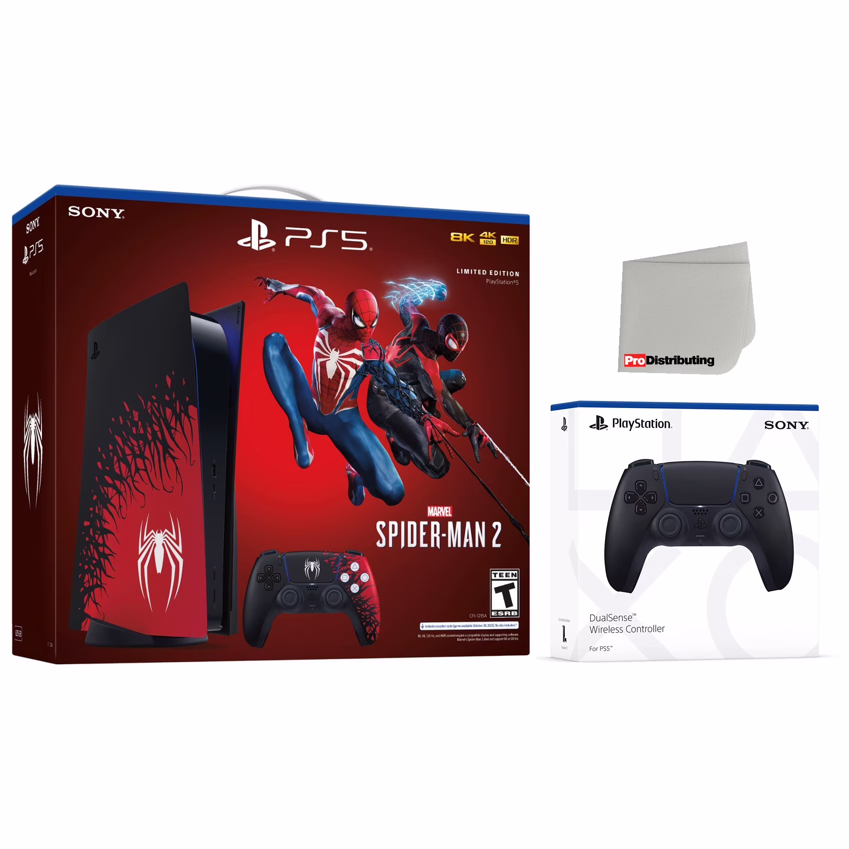 Sony PlayStation 5 Disc Marvel’s Spider-Man 2 Bundle with Extra Purple Controller Bundle and Cleaning Cloth