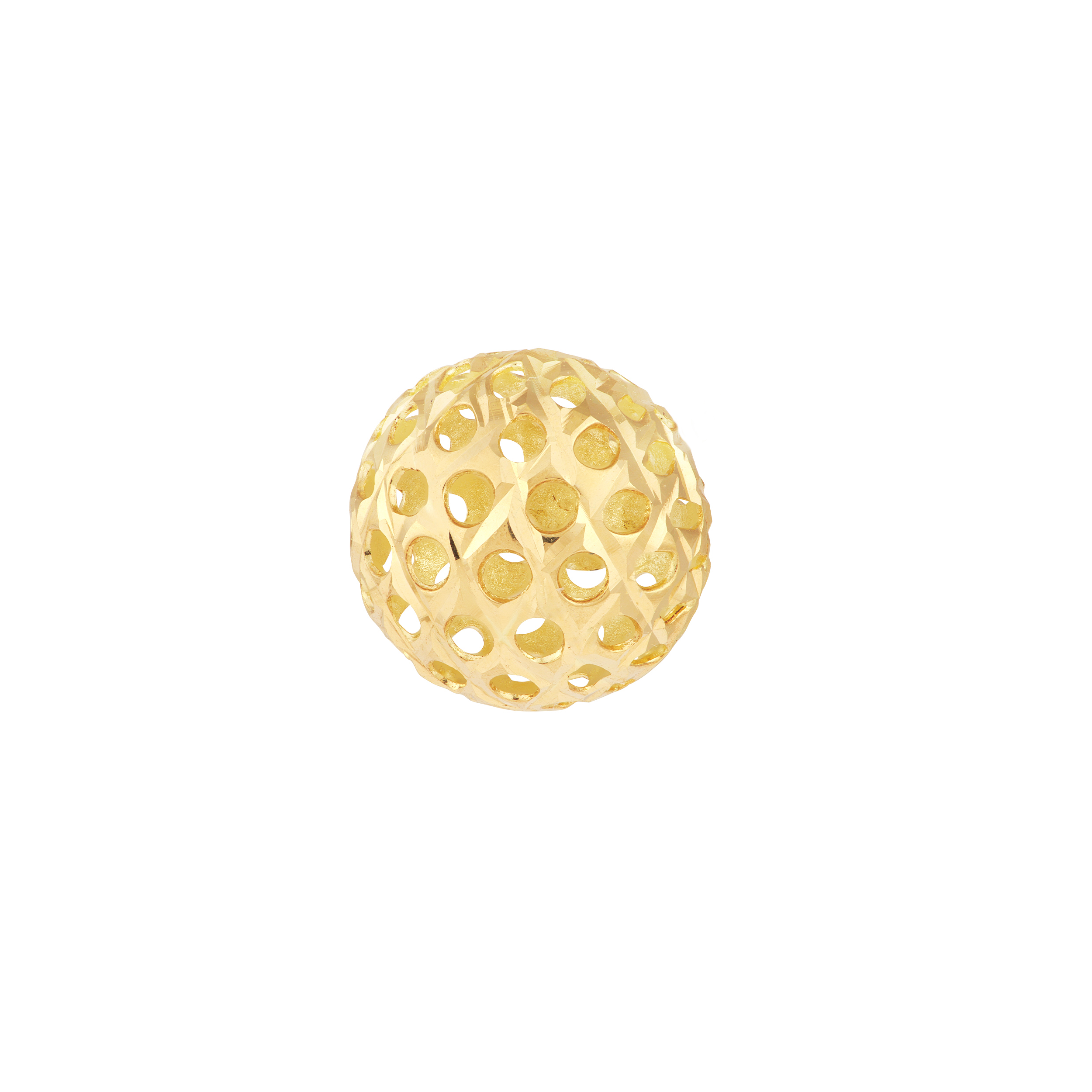 14K Yellow Gold 8mm Hollow Laser Ball Stud Earrings - Women