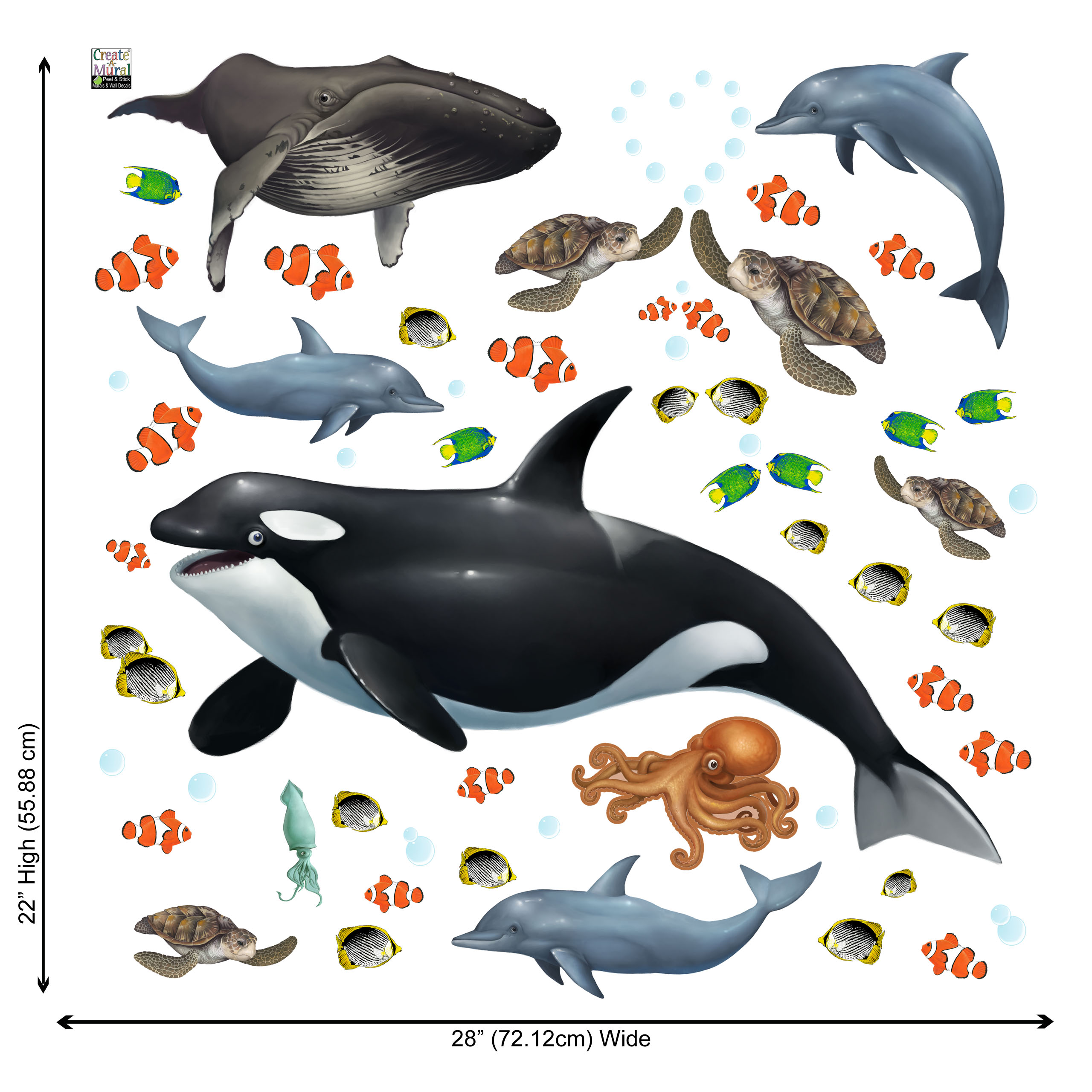 Ocean Wall Decals Under the Sea Fish Whales Dolphins (29) Sea Life Wall Stickers 5