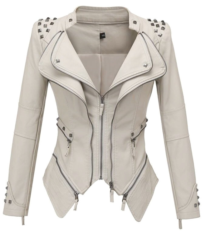 Easycool Chic Studded Waist-Cinched PU Bomber Jacket – Trendy & Edgy Outerwear for All Seasons
