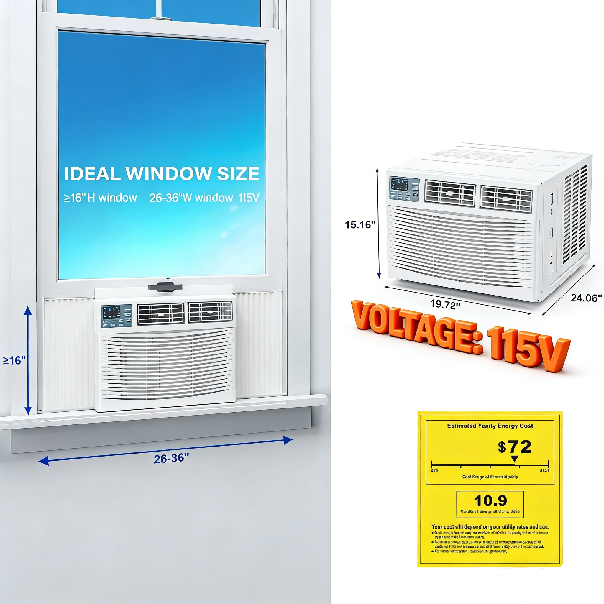 8,000 BTU 115V Window Air Conditioner with Heat & Wifi/APP & Install Kit