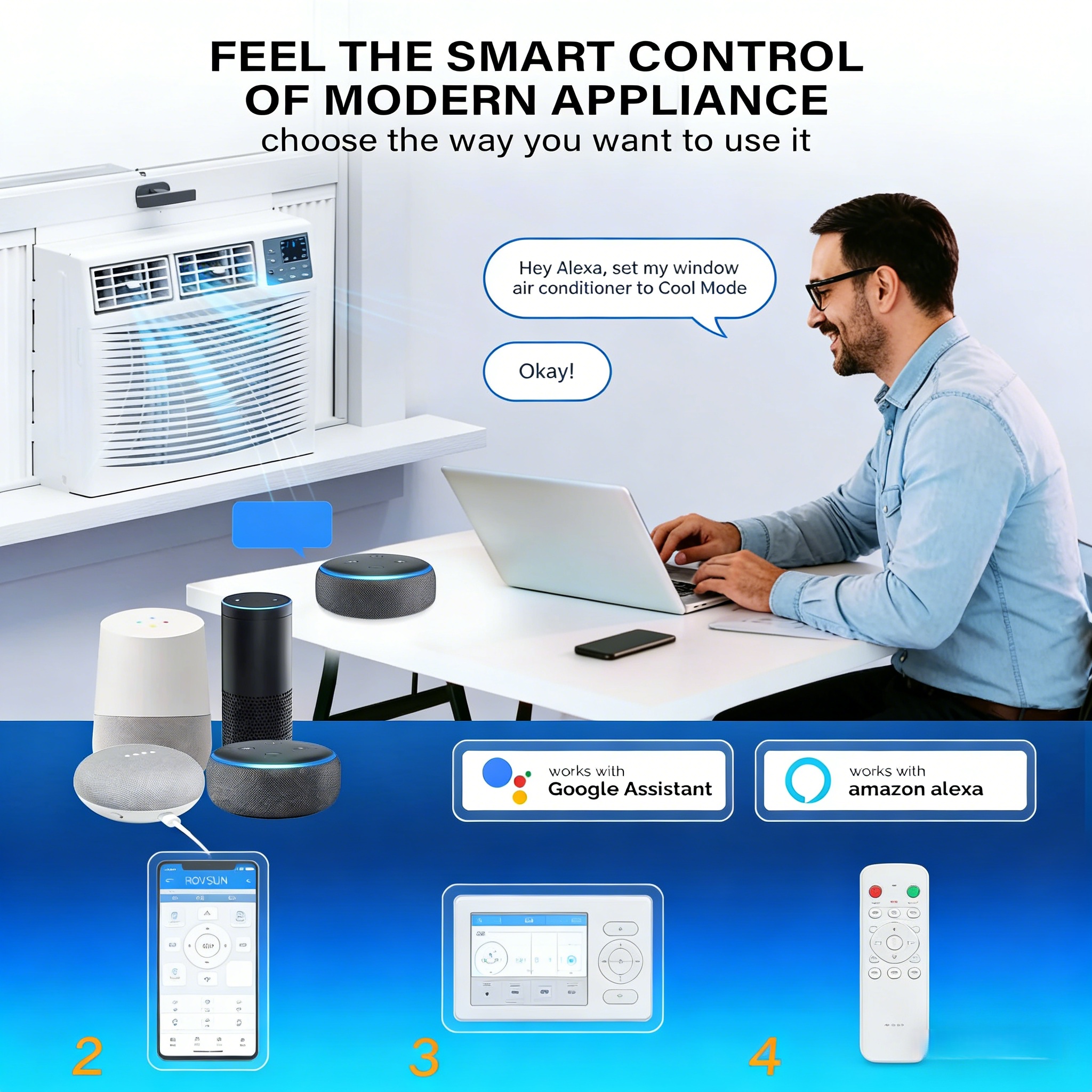 8,000 BTU 115V Window Air Conditioner with Heat & Wifi/APP & Install Kit