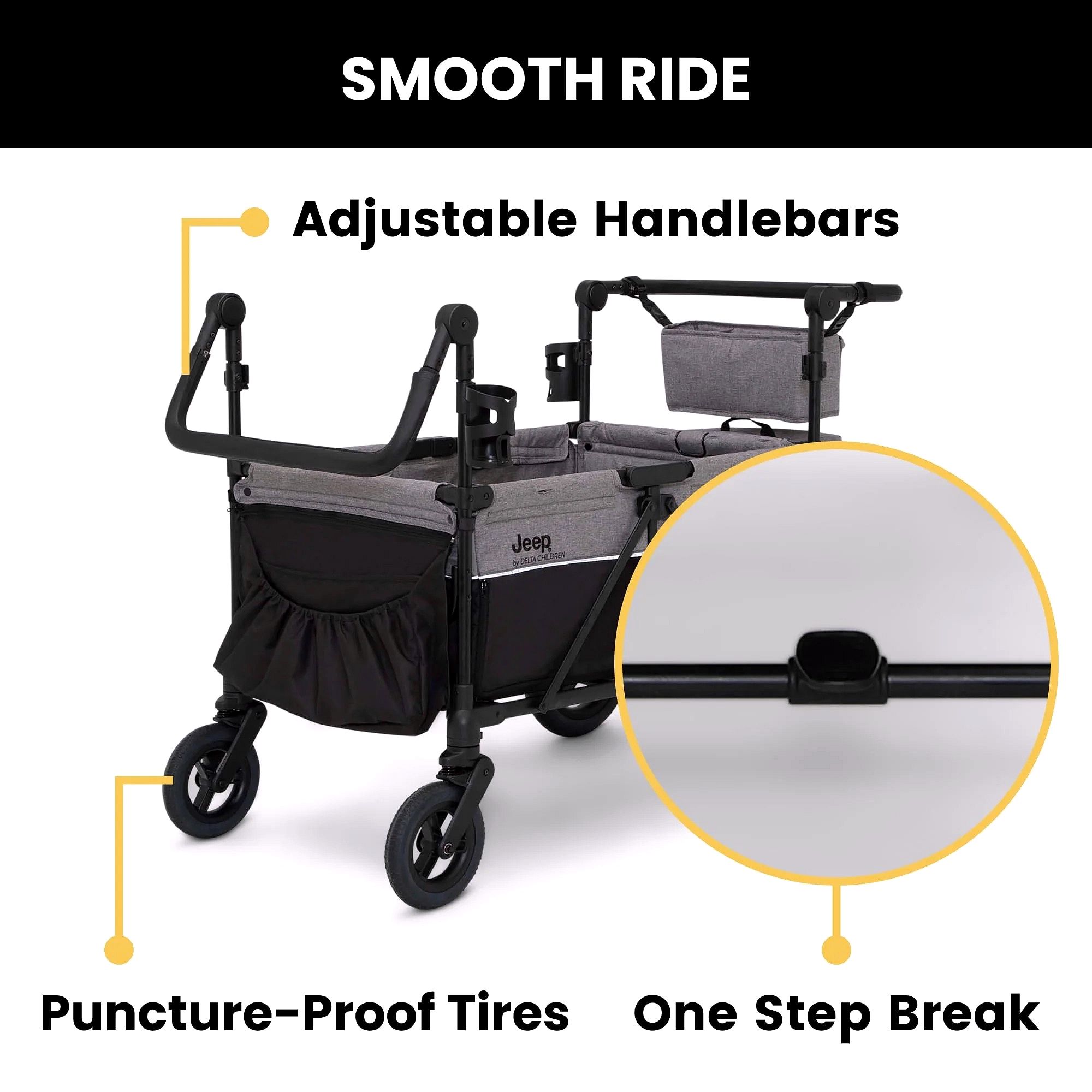 Jeep Wrangler Deluxe Wagon Poussette 4 places – par Delta Children