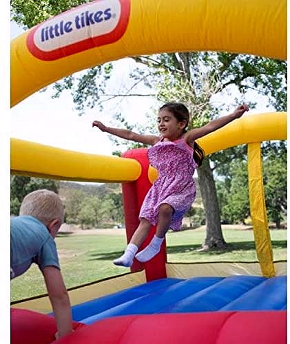 Little Tikes Jump ’n Slide Hüpfburg – Aufblasbare Hüpfburg mit Rutsche inkl. Hochleistungsgebläse mit GFCI & Bodenankern