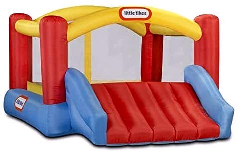 Little Tikes Jump ’n Slide Hüpfburg – Aufblasbare Hüpfburg mit Rutsche inkl. Hochleistungsgebläse mit GFCI & Bodenankern