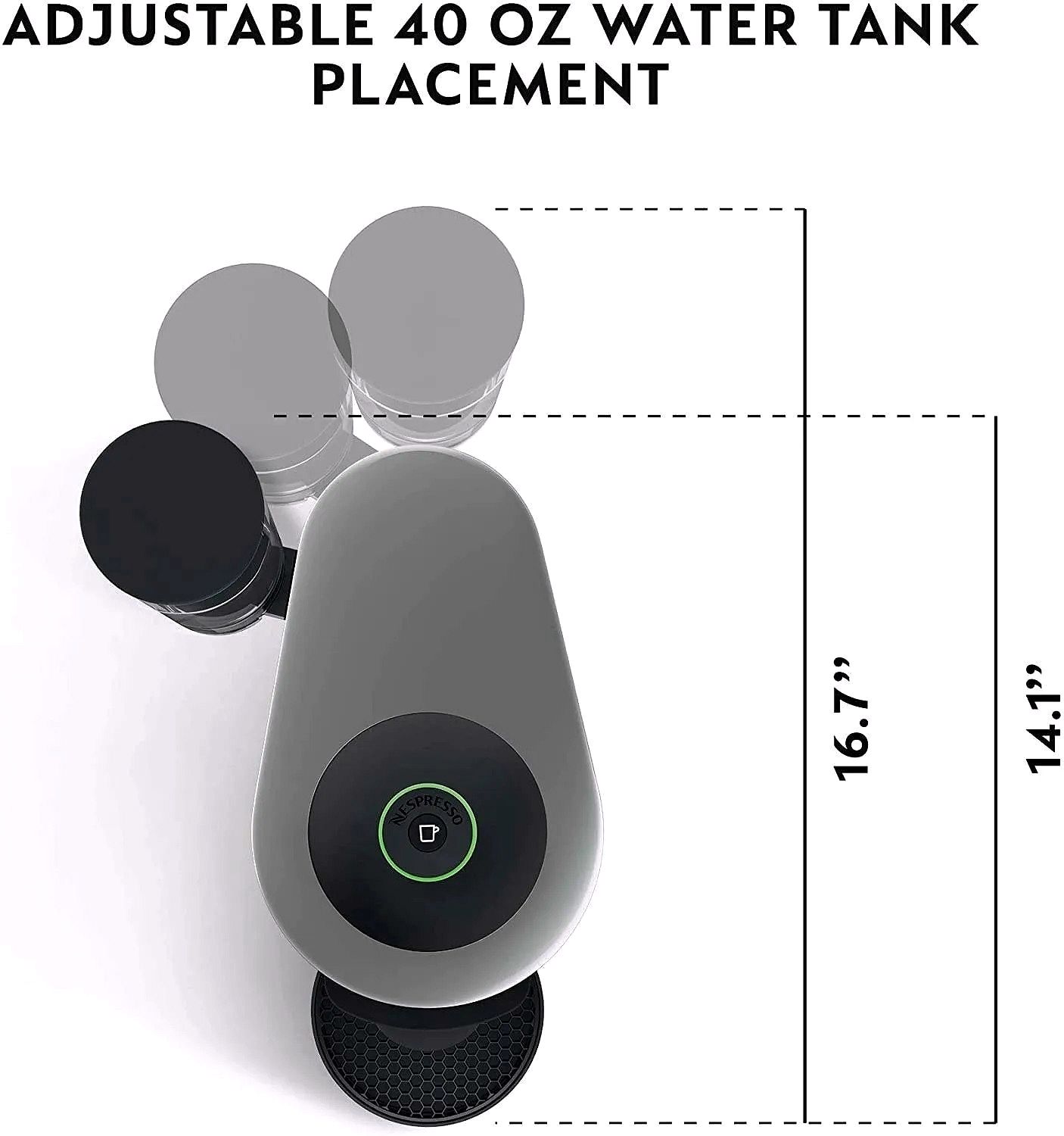 Machine à café et espresso Nespresso Vertuo Plus par De'Longhi, grise, avec mousseur à lait Aeroccino
