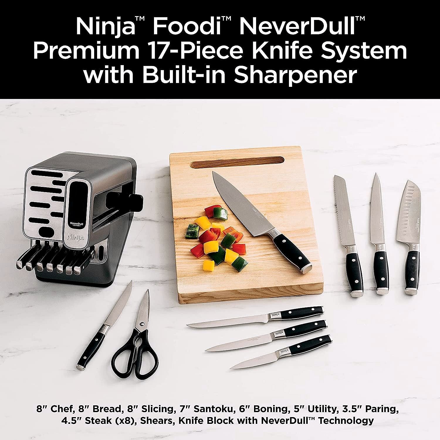 Ninja K32017 Foodi NeverDull – Ensemble de couteaux premium 17 pièces avec bloc et aiguiseur intégré
