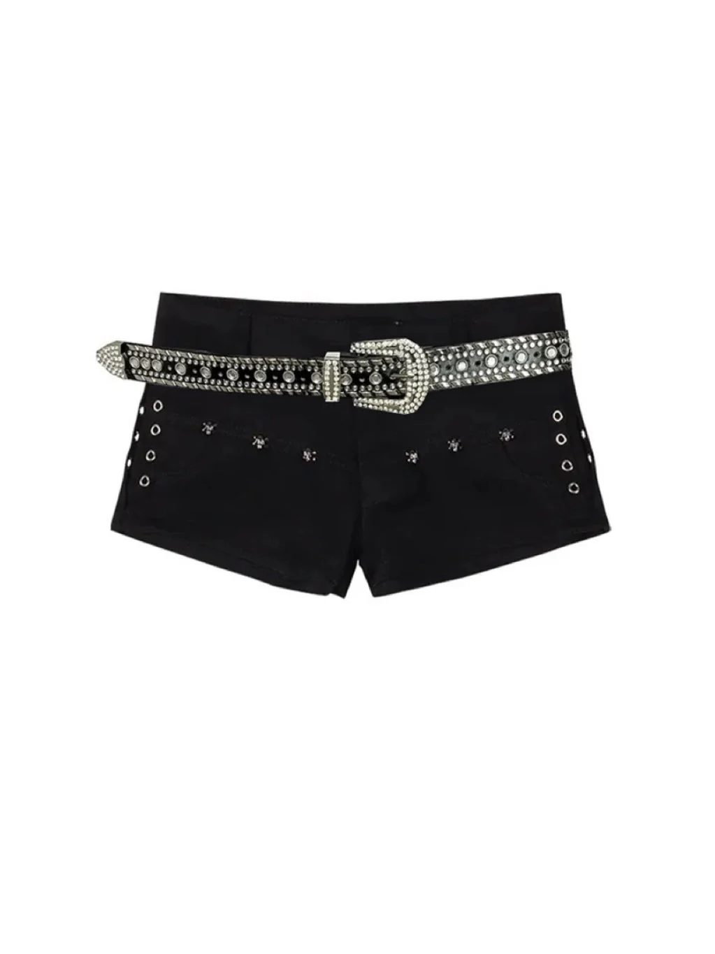 'Sparkle' Punk Low Waist Rhinestone Buckle Shorts