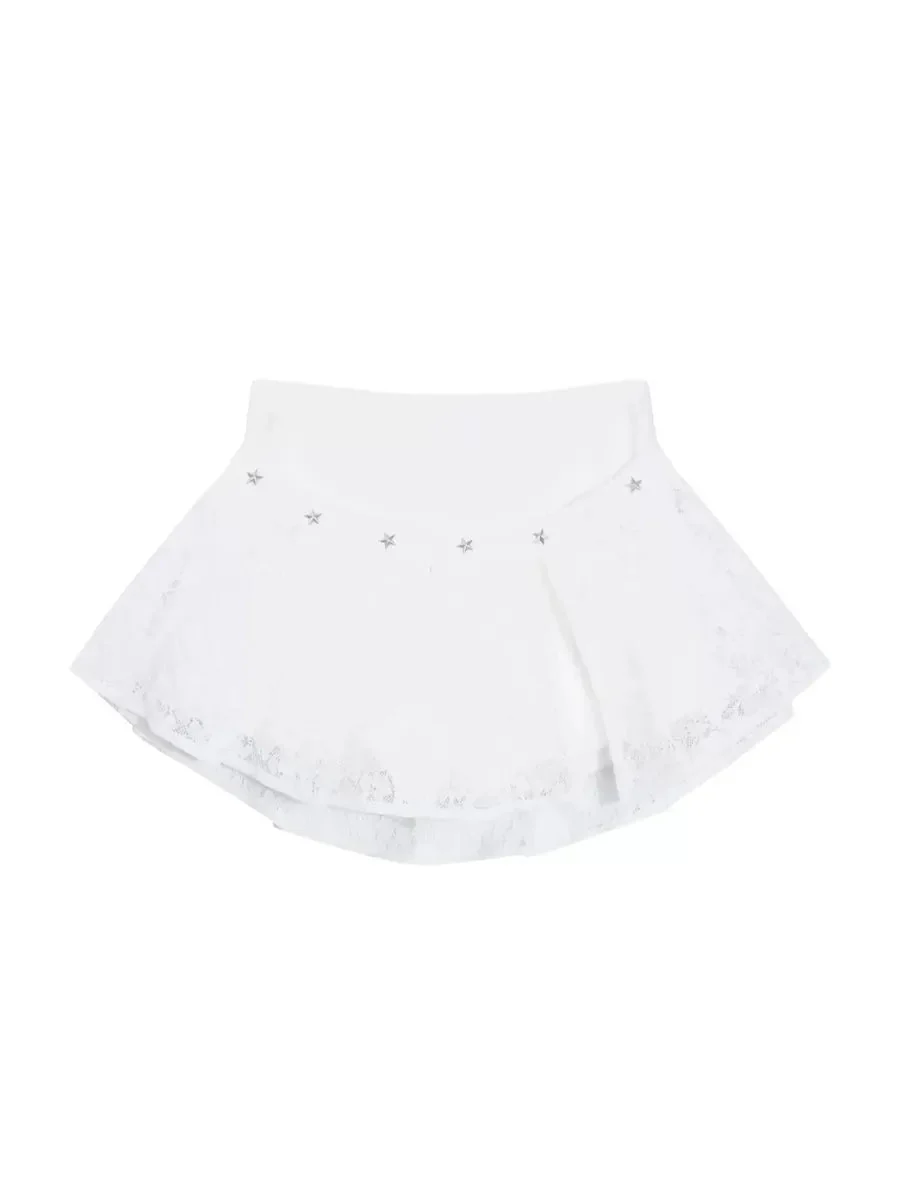 'Spring Ballet' Coquette Lace Pleated Mini Skirt