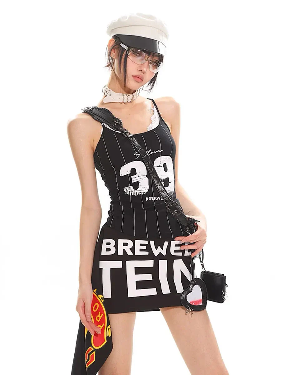'Brewed' Racing Style  Edge Asymmetrical Mini Skirt