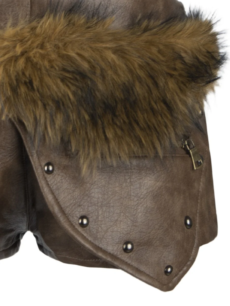 'Savage Fluff' Y2K Hot-Girl PU Leather Low-Rise Shorts