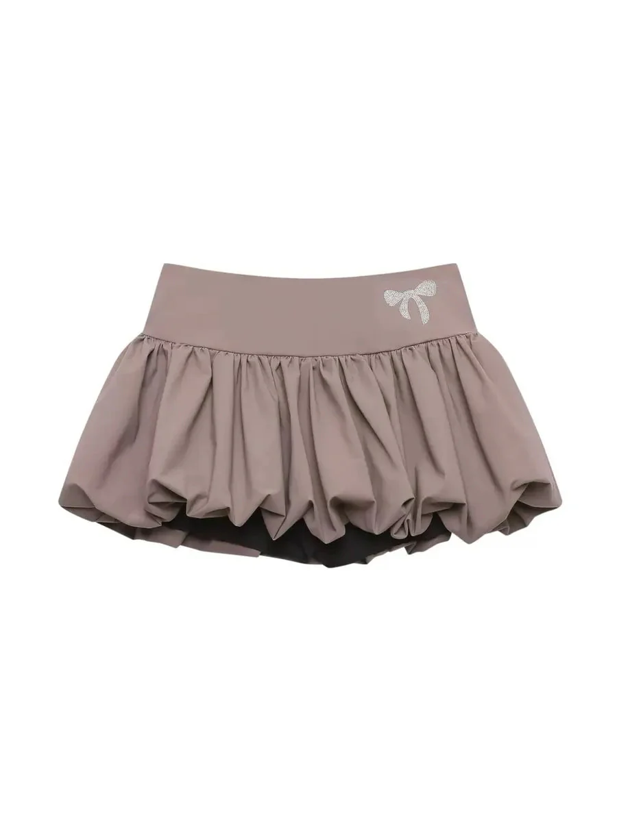 'Panna Cotta' Spring Y2k Blokette Ribbon Bubble Mini Skirt