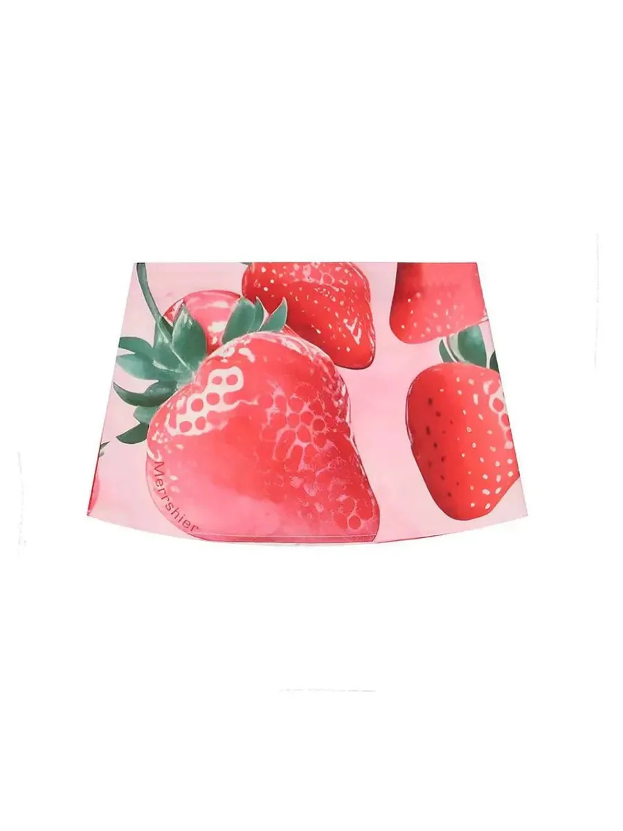 'Strawberry Juice' Y2k Summer Strawberry Print Mini Skirt