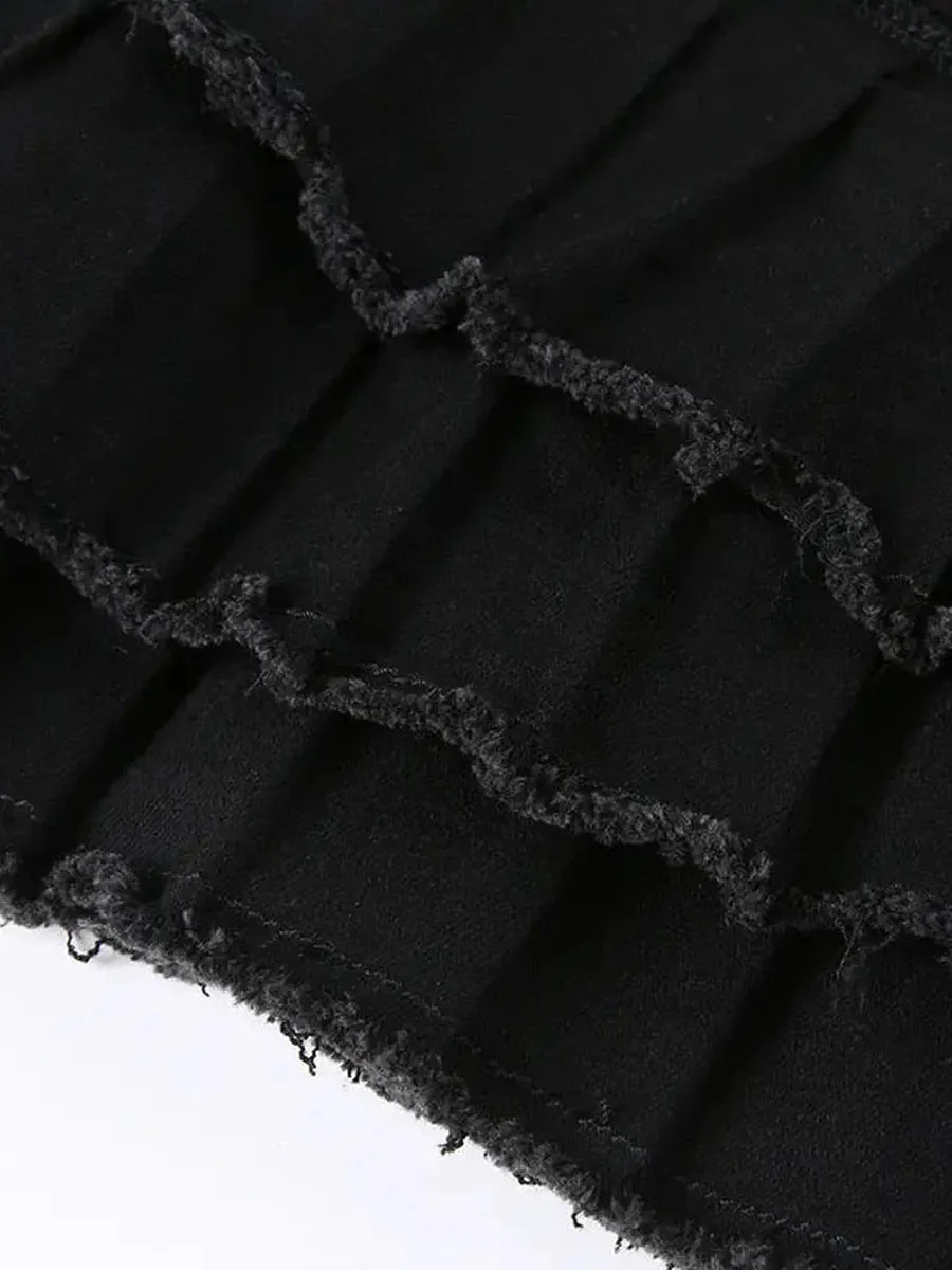 'Speak up' Dark Punk Ripped Denim Skirt