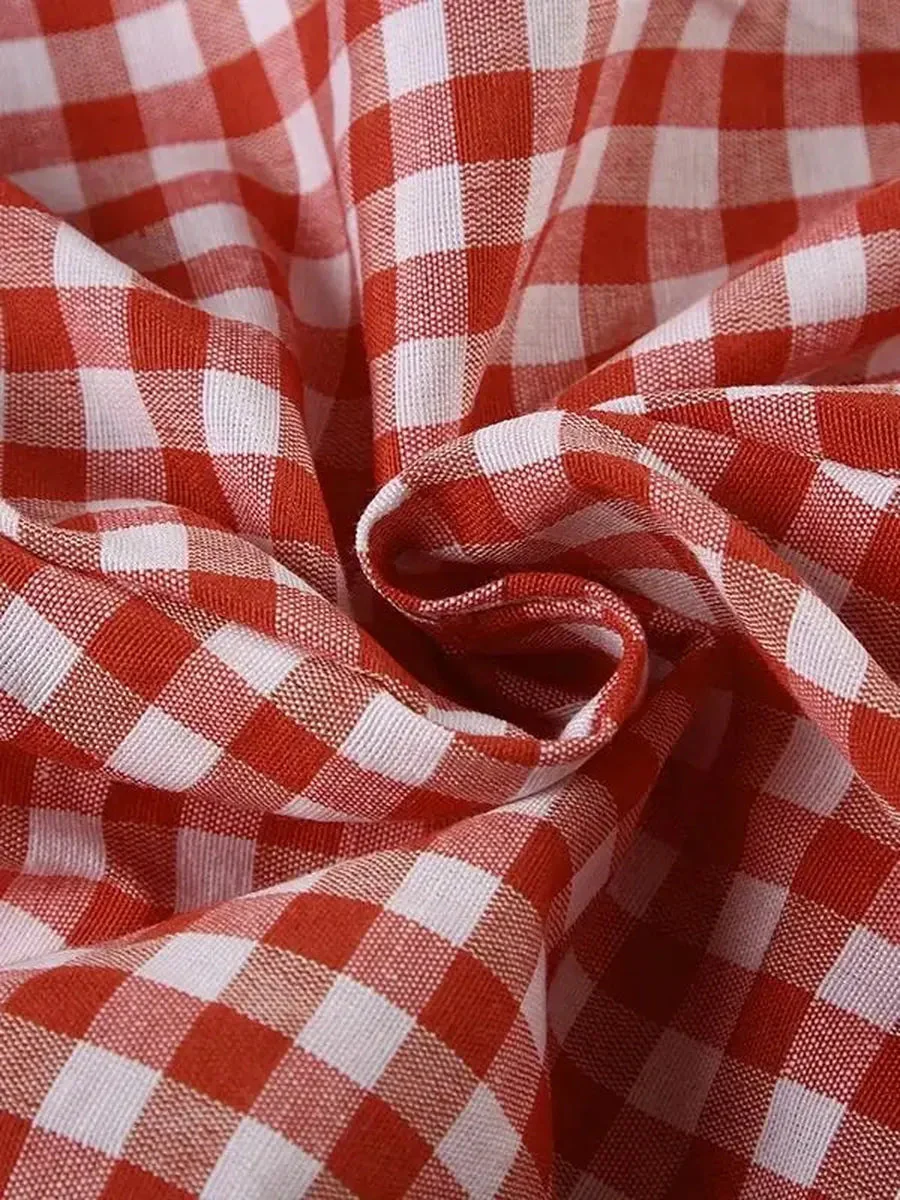 'Sweet & Short' Retro Red Checked Ribbon Bubble Shorts