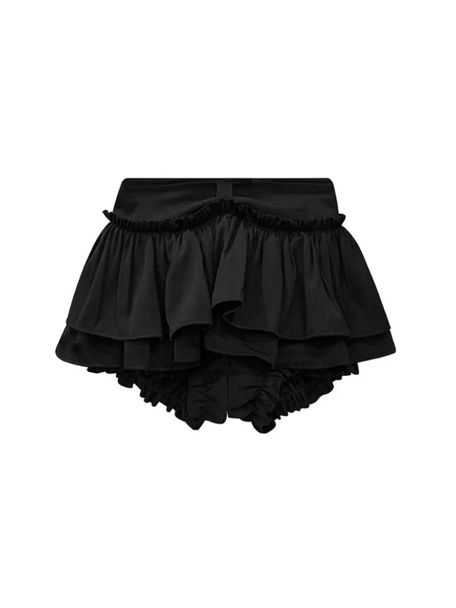 'Night Swan' Dark Feminine Coquette Style Ruffle Shorts