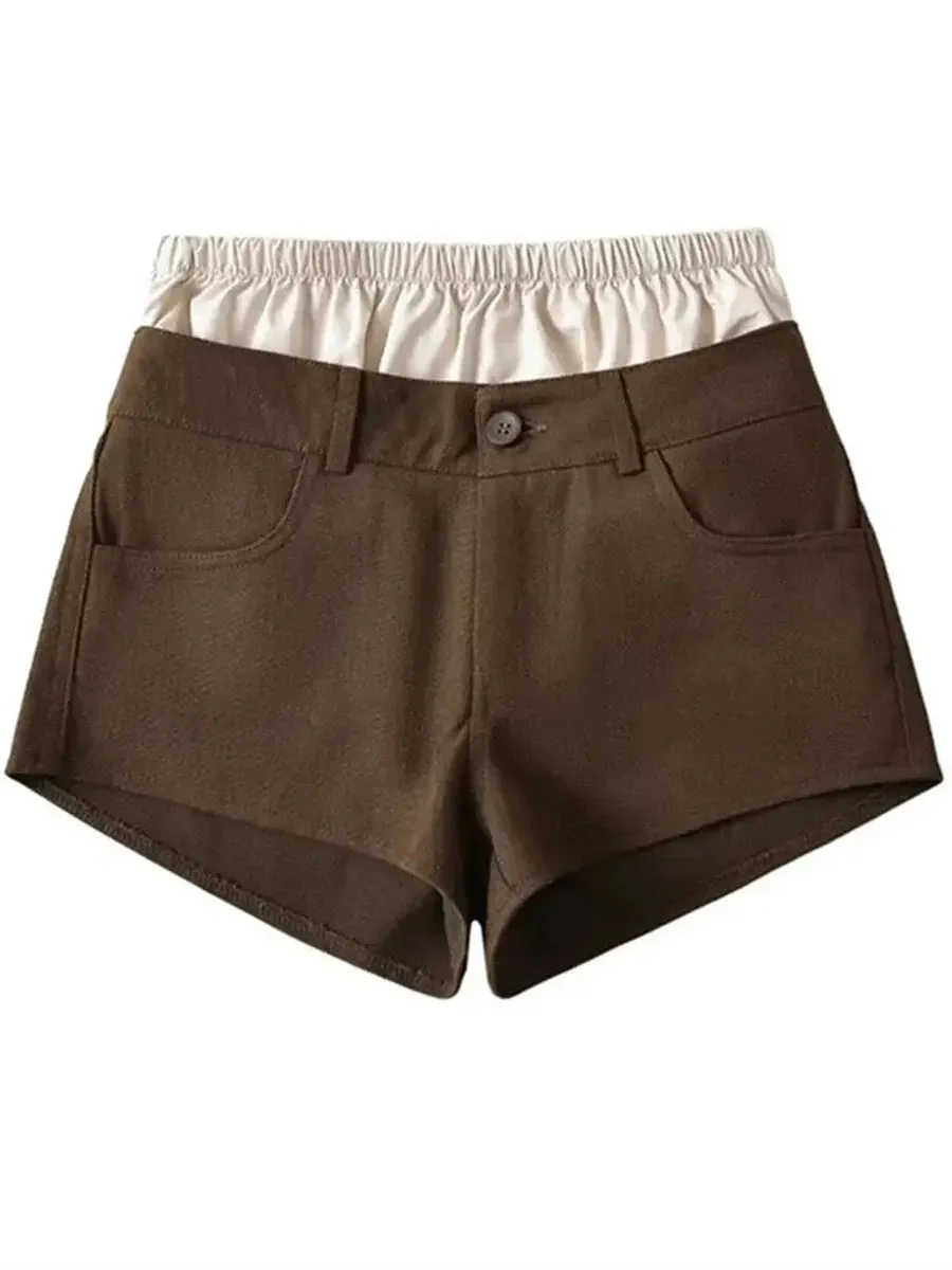 'Westside' Retro Streetstyle Low Waist 2 Pcs Shorts