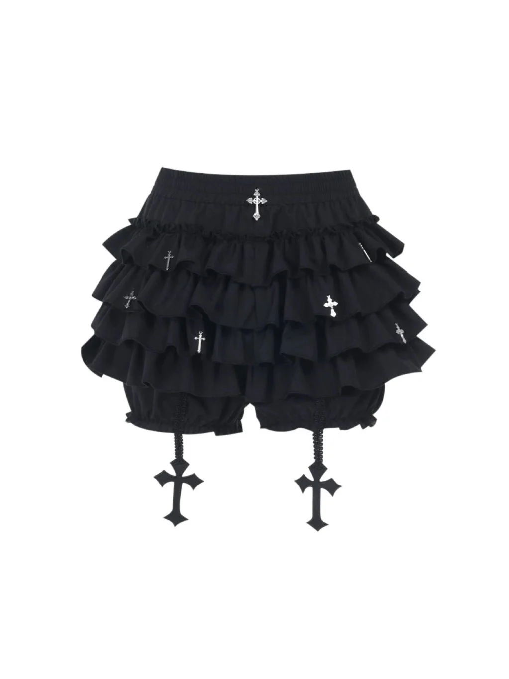 'Redemption' Soft Goth Ruffle Cross Pendant Shorts