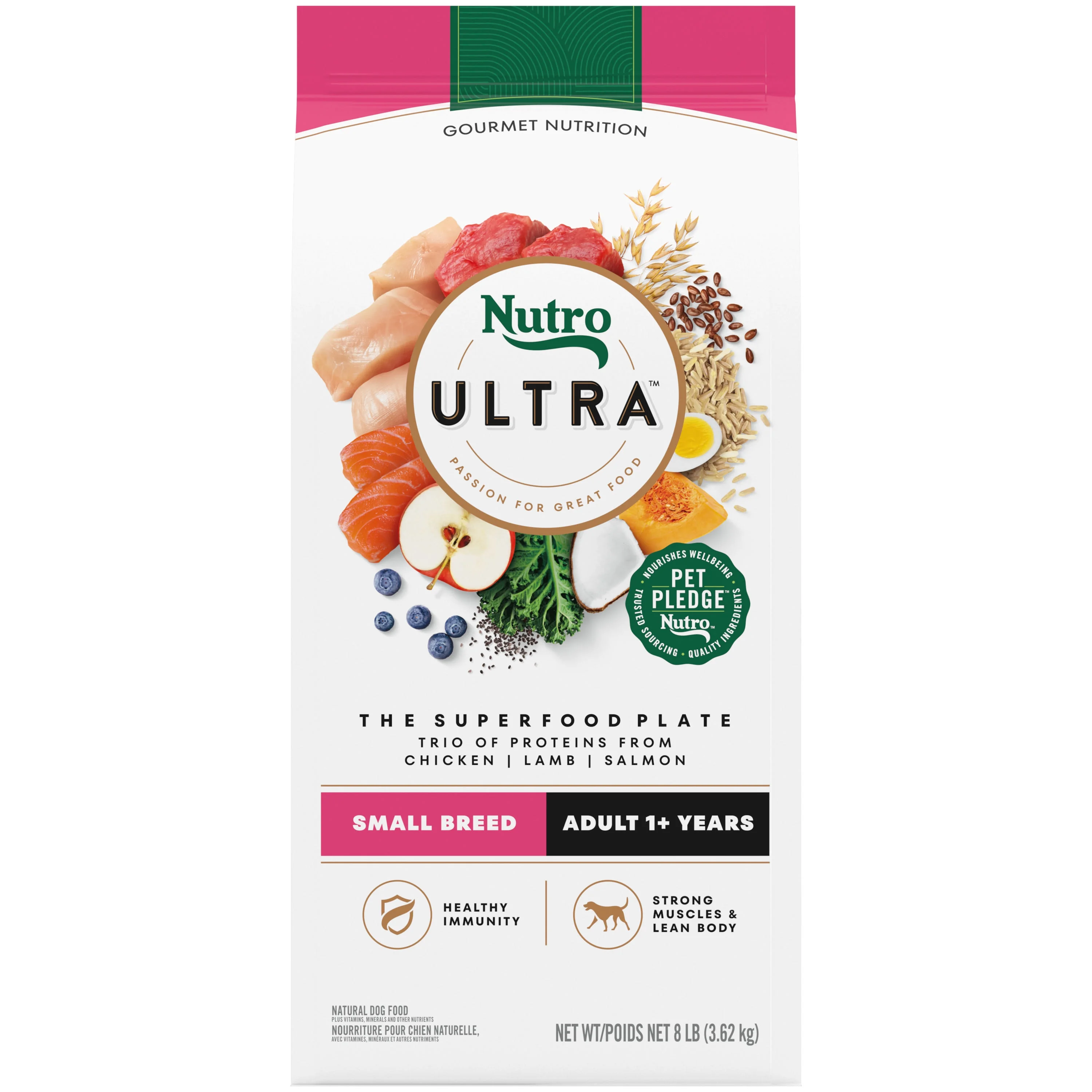 Nutro Ultra Adult Small Breed Dry Dog Food, Chicken, Lamb And Salmon ProteinTrio, 8 Lb. Bag