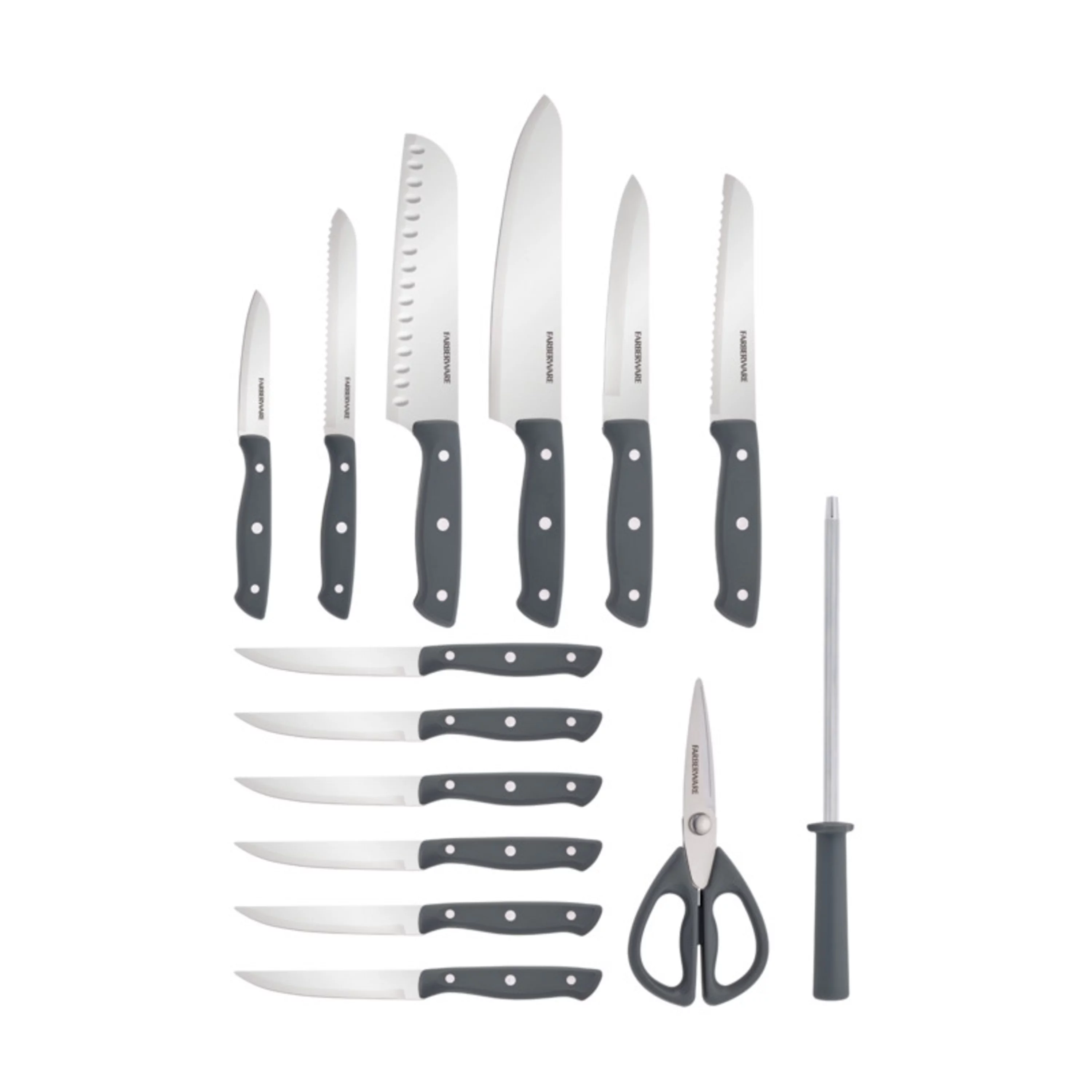 Farberware 15-piece Triple Rivet White Wash Knife Block Set