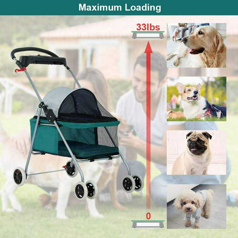 Bestpet Pet Stroller Cat Dog Stroller Travel Folding Carrier,Teal - Pet Supplies online store