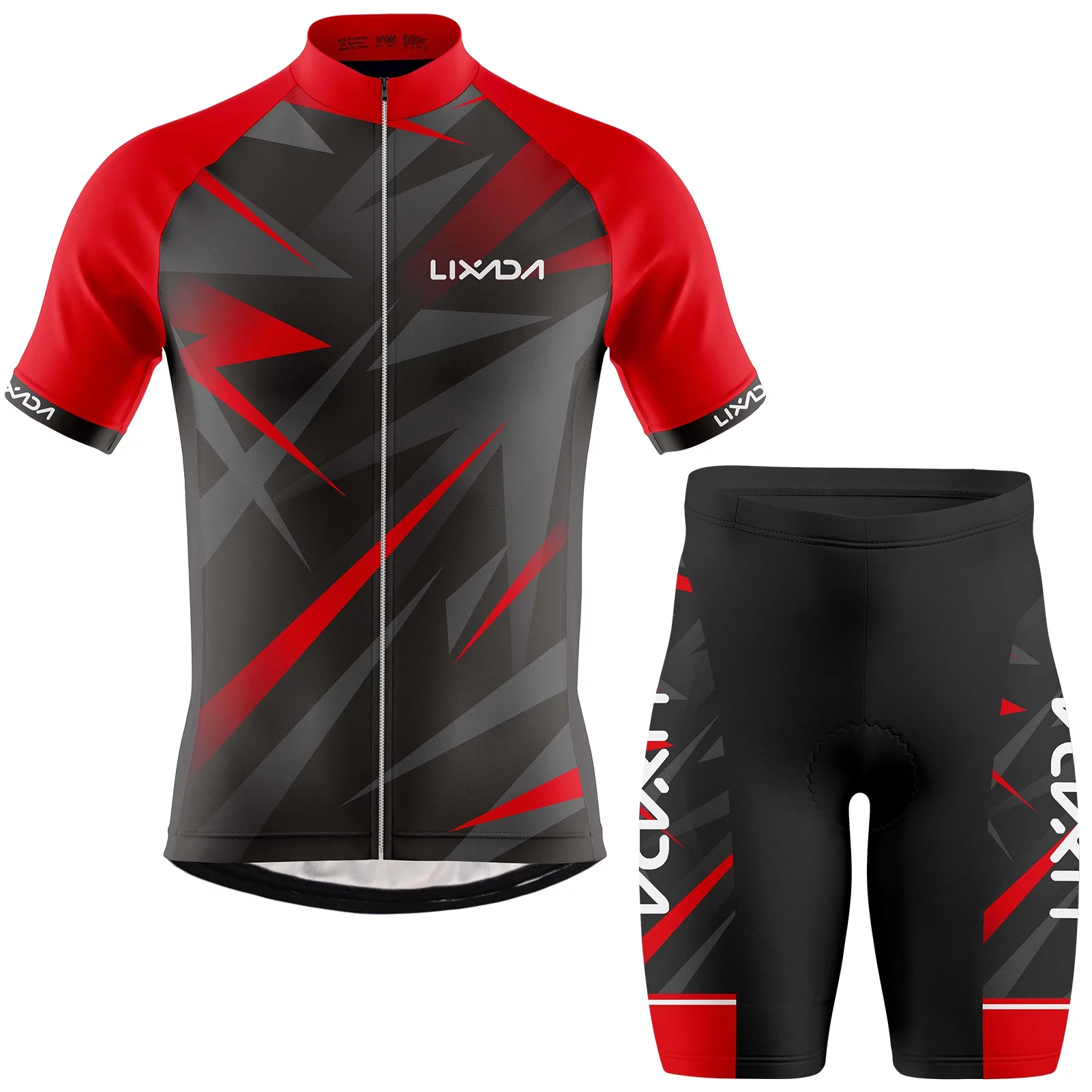 Lixada Men Cycling Jersey Breathable Short Sleeve Bike Shirt and Padded Shorts MTB  Clothing Suit