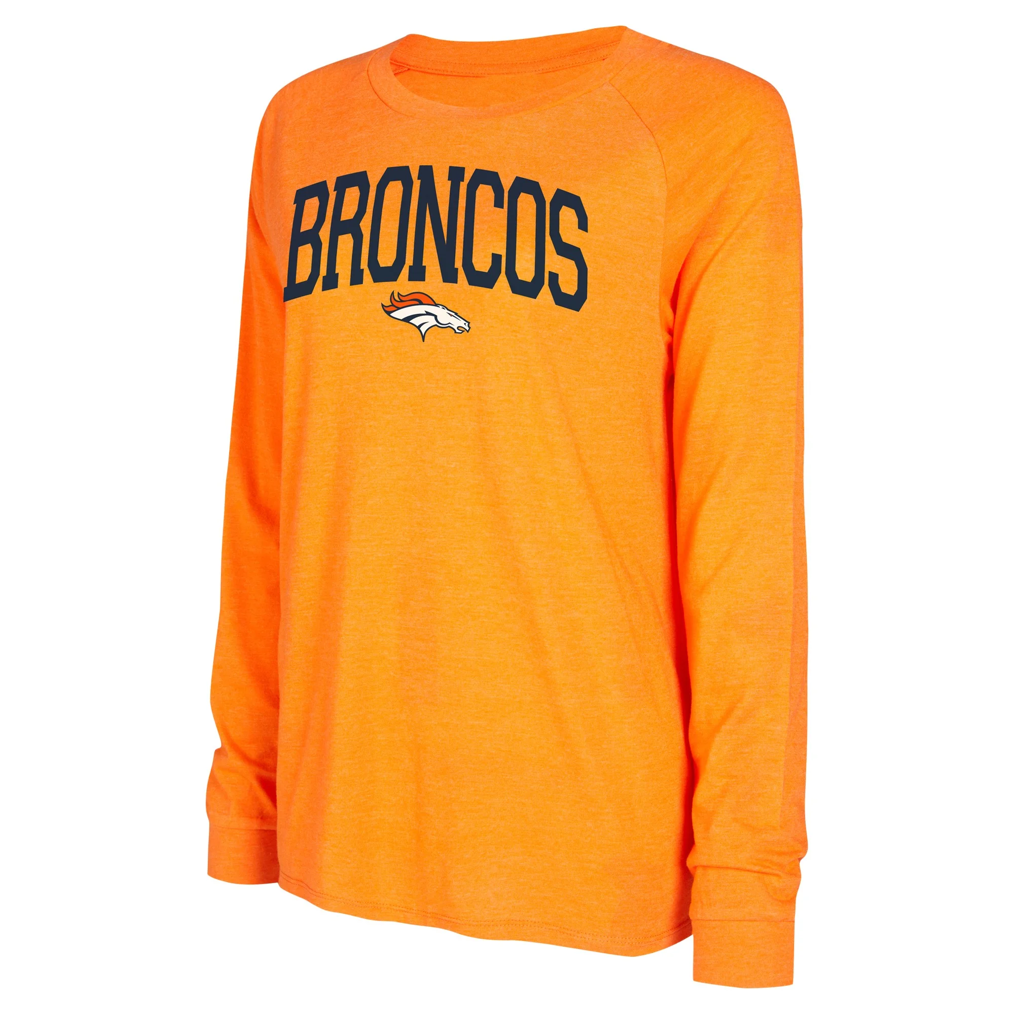 Women's Concepts Sport Navy/Orange Denver Broncos Raglan Long Sleeve T-Shirt & Shorts Lounge Set