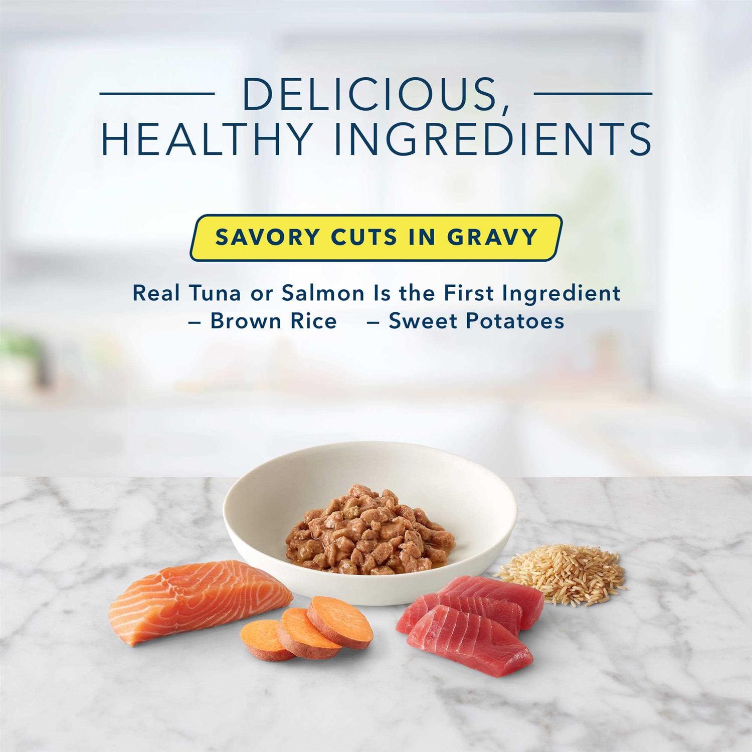 Blue Buffalo Tastefuls Savory Singles Salmon and Tuna Cuts in Gravy Wet Cat Food Variety Pack - Pet Supplies online store