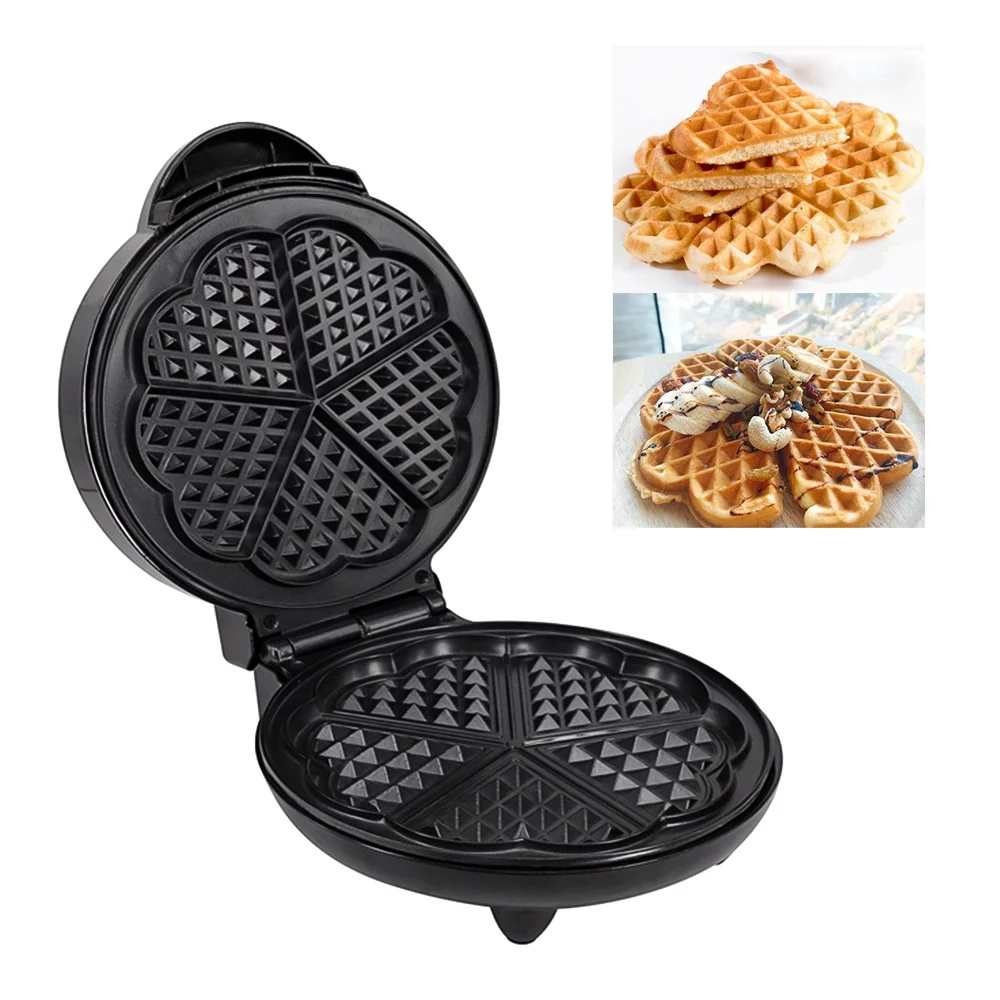 Arealer 1000W Waffle Maker 5 Heart-Shaped Waffles Electric Waffler Griddle Iron
