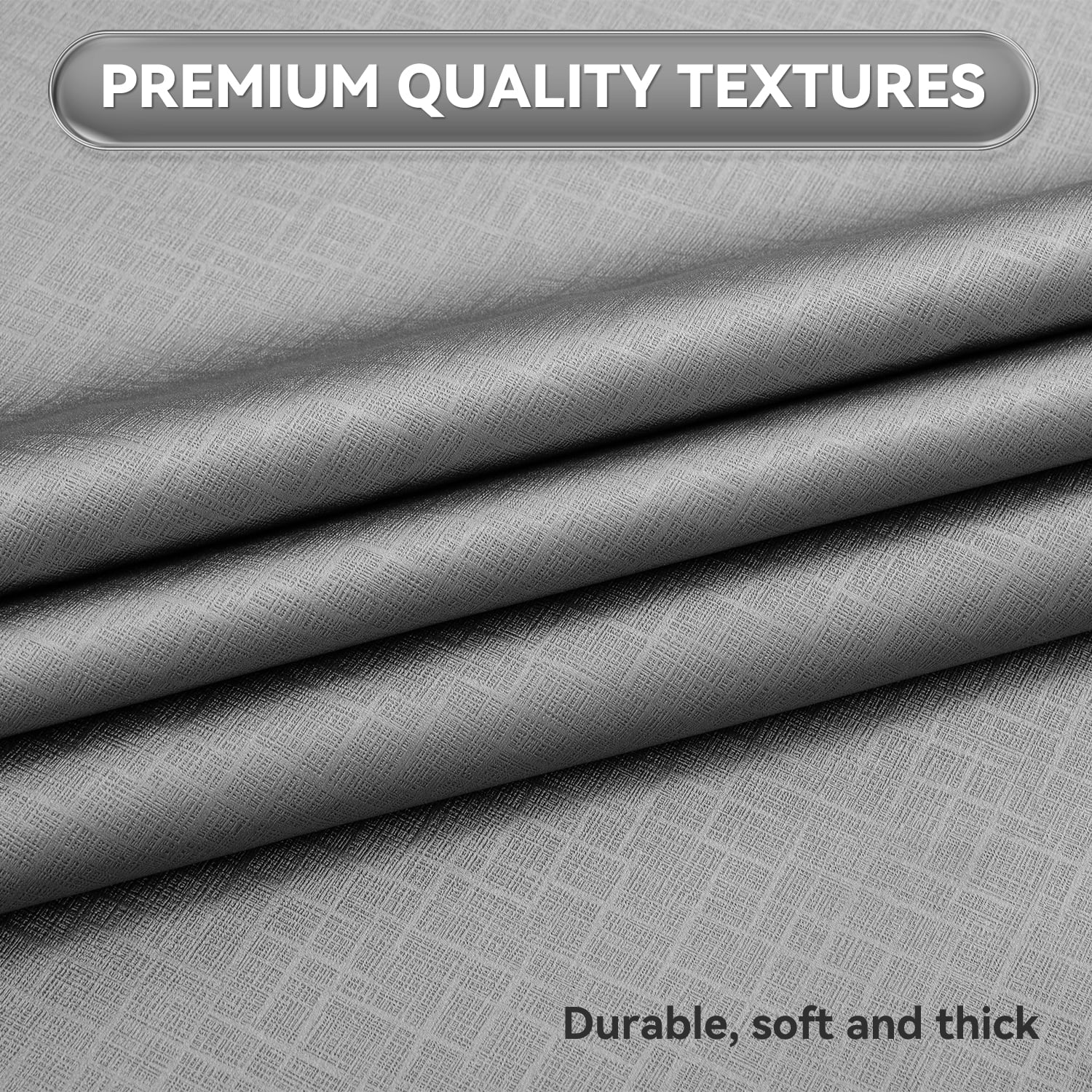 Embossed 100% Blackout Curtains Thermal Insulated for Bedroom Living Room, Grommet Window Curtain Single Panel, Gray, 52x84 inch