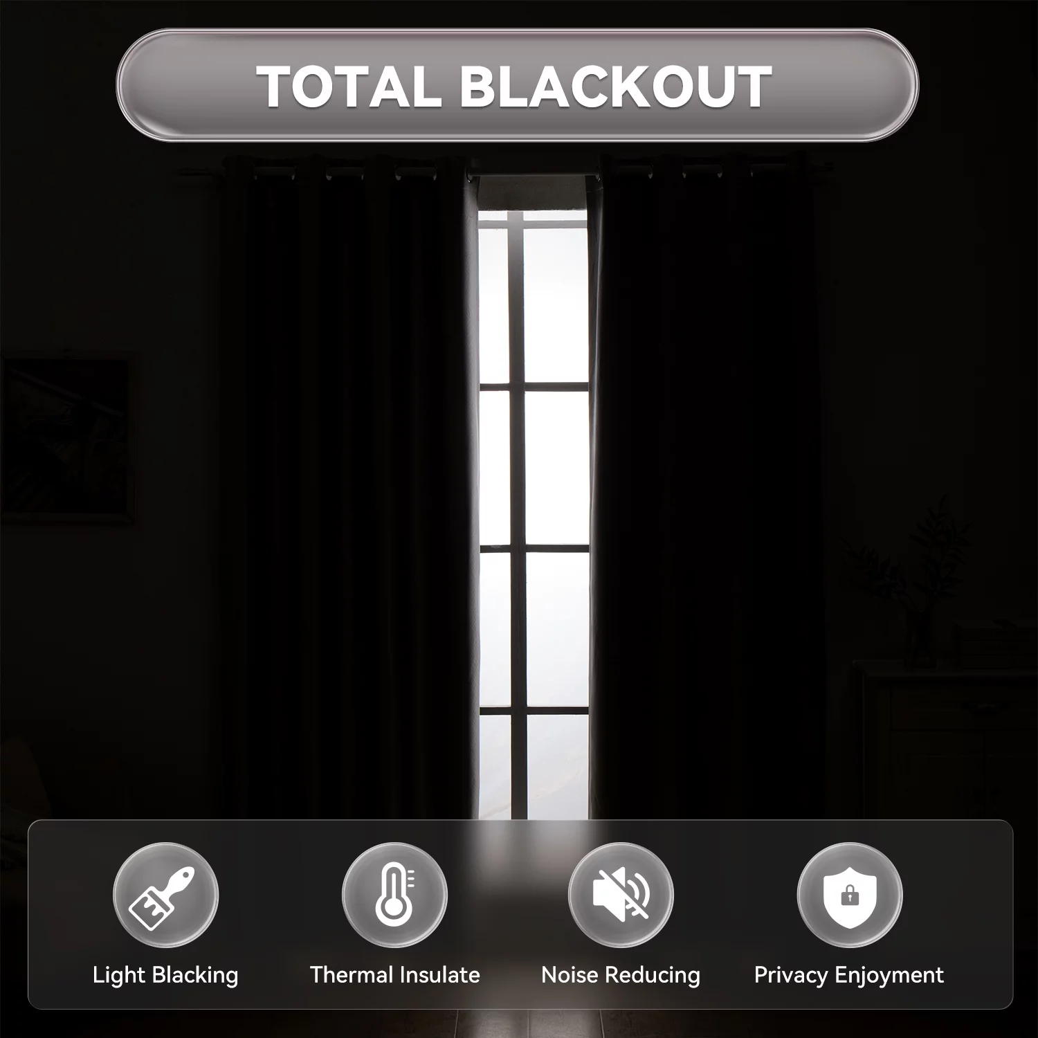 Embossed 100% Blackout Curtains Thermal Insulated for Bedroom Living Room, Grommet Window Curtain Single Panel, Gray, 52x84 inch