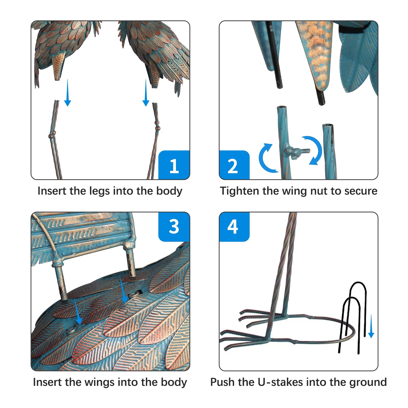 Crane Statues for Outdoor, Metal Heron Garden Statues Bird Yard Art, Standing Sculptures for Yard Lawn Pond Garden Decor, 38-42 inch Set of 2