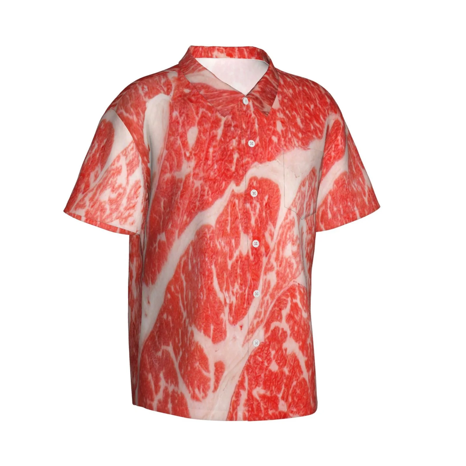 Adobk Beef Steaks Hawaiian Shirt Men Casual Button Down Shortsleeve Unisex Beach Party