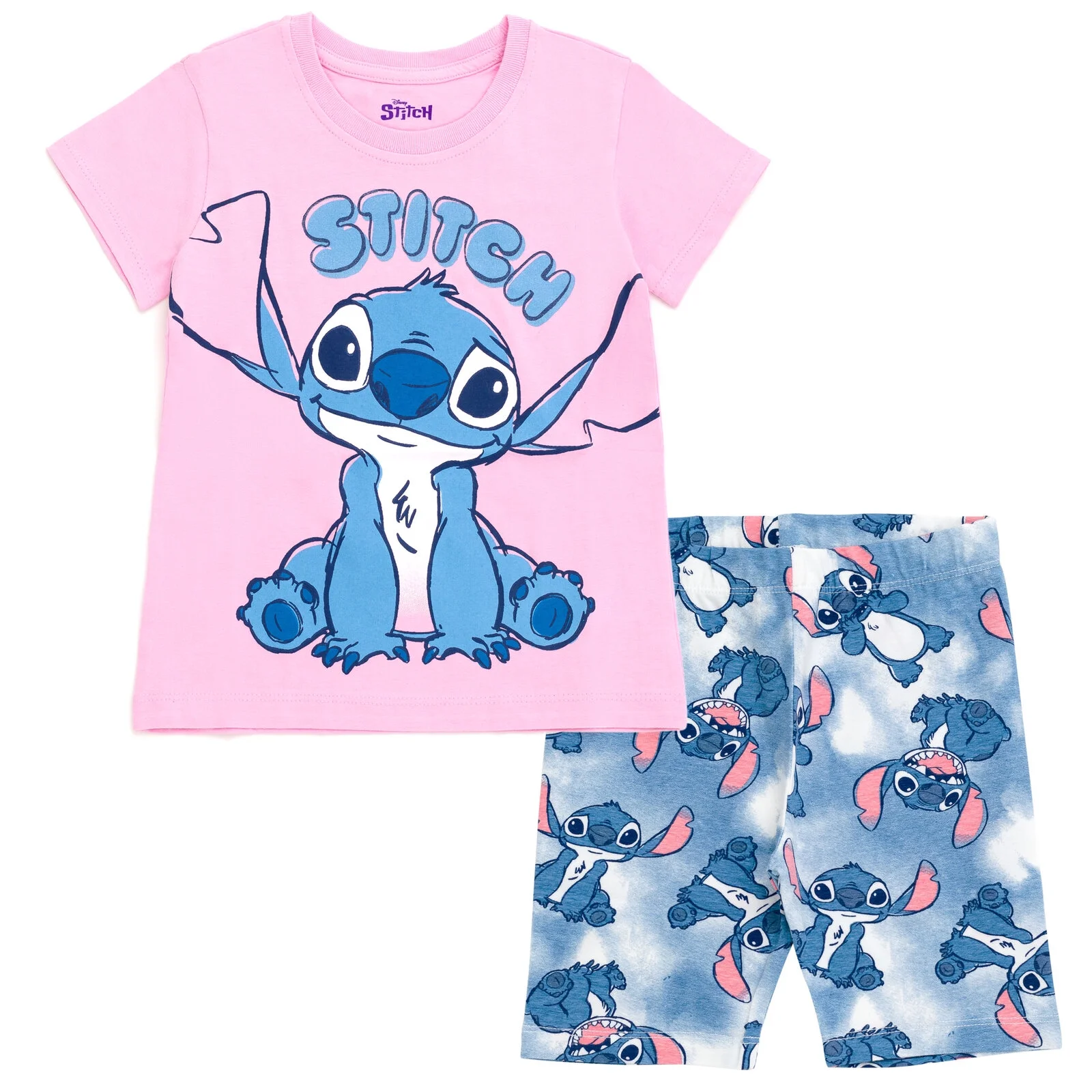 Disney Lilo & Stitch Big Girls T-Shirt and Bike Shorts Outfit Set Little Kid to Big Kid