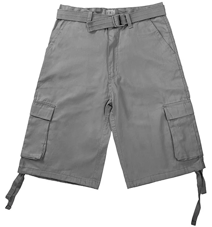 North 15 Men's Belted Clasic Cargo Pockets Twill Shorts-4550-Gr-32