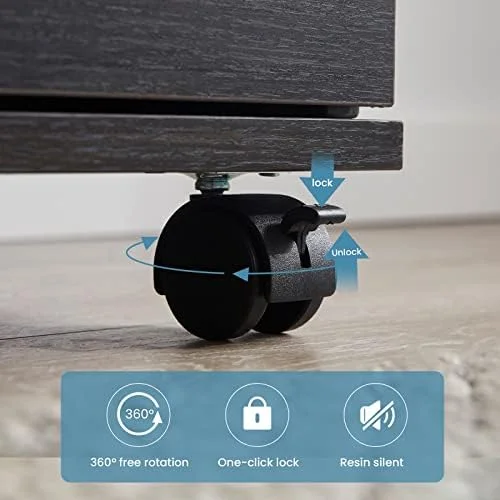 GEROBOOM Mobile File Cabinet for Home Office  3 Drawer Chest Wood  Drawers Unit for Under Desk   Drawers Cabinet Black