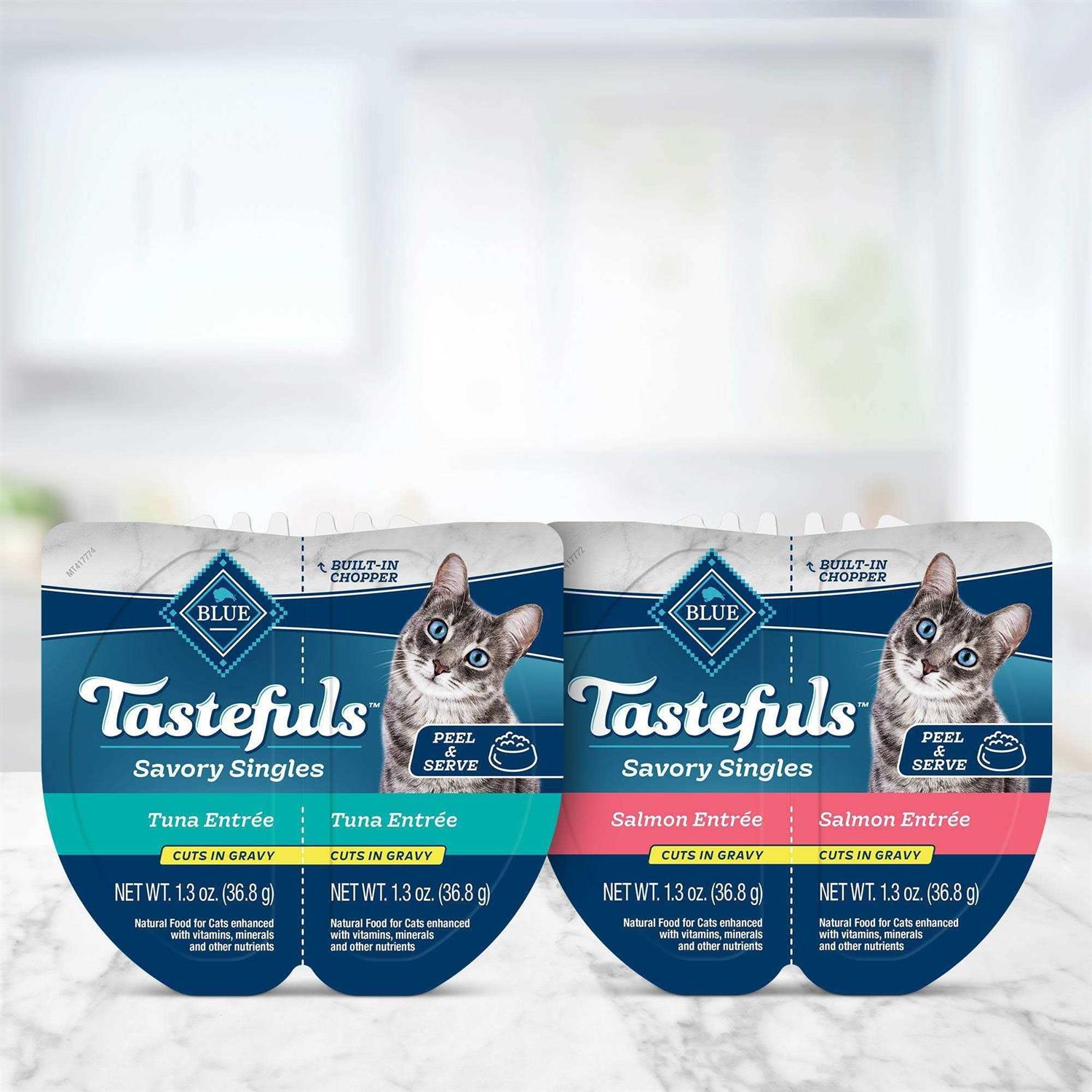 Blue Buffalo Tastefuls Savory Singles Salmon and Tuna Cuts in Gravy Wet Cat Food Variety Pack - Pet Supplies online store