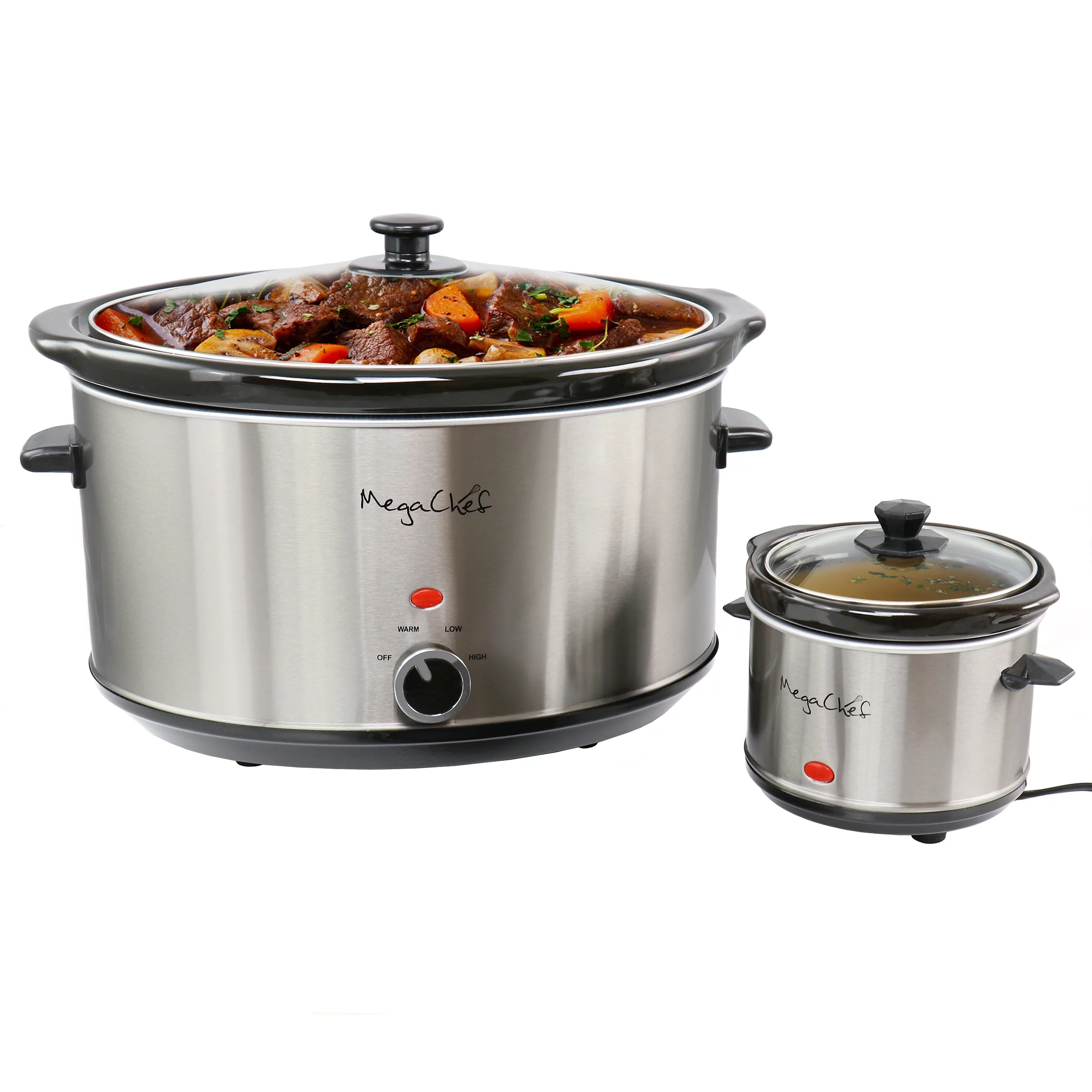 MegaChef 8 Quart Slow Cooker with Bonus Mini 0.6 Quart Warmer
