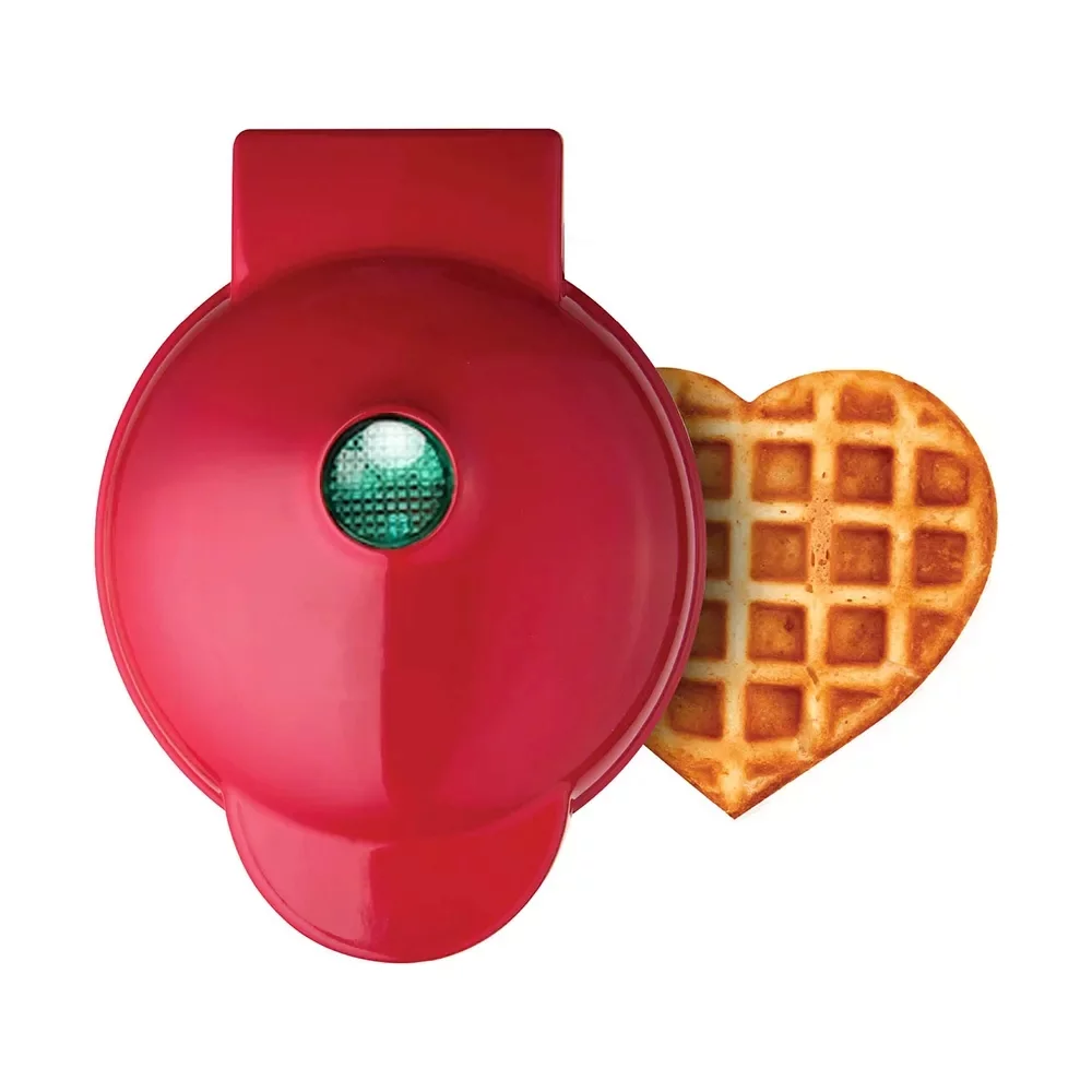 1-Pack Portable Mini Waffle Maker,Electric Non-Stick Waffle Iron Breakfast Machine for Waffle, Cookies, Eggs Making,Mini Waffle Maker Machine,Red