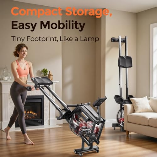 YOSUDA Magnetic/Water Rowing Machine for Home - Rower Machine Use with Bluetooth, App Supported, Rowing Machine for Taller Power Athletes, Comfortable Seat Cushion