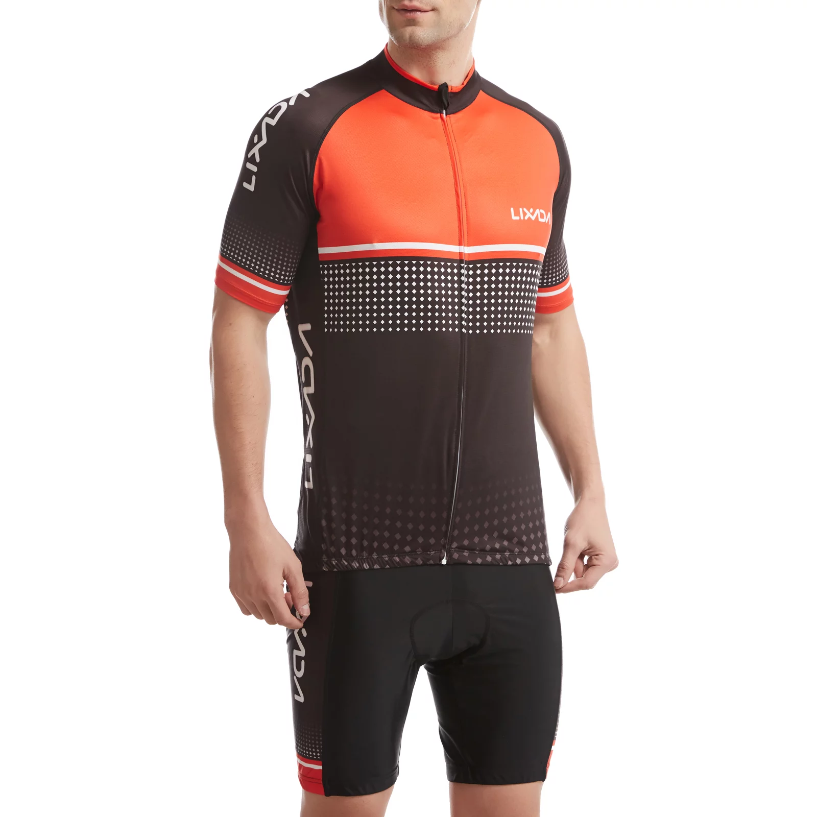 Lixada Men Cycling Jersey Set Breathable Quick-Dry Short Sleeve Biking Shirt and Foam Padded Shorts MTB Cycling Outfit Set