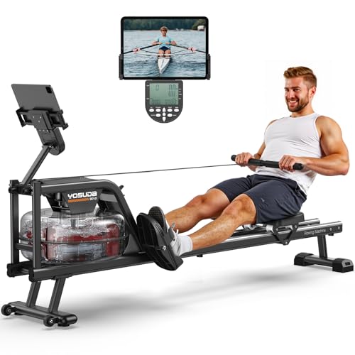 YOSUDA Magnetic/Water Rowing Machine for Home - Rower Machine Use with Bluetooth, App Supported, Rowing Machine for Taller Power Athletes, Comfortable Seat Cushion