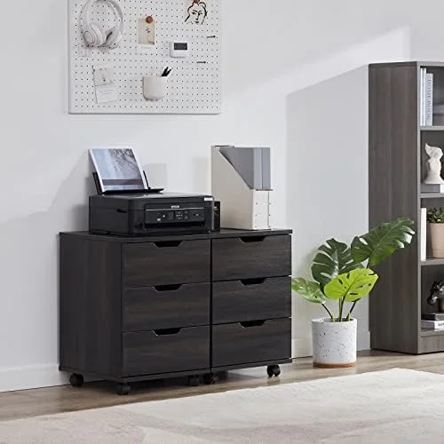 GEROBOOM Mobile File Cabinet for Home Office  3 Drawer Chest Wood  Drawers Unit for Under Desk   Drawers Cabinet Black