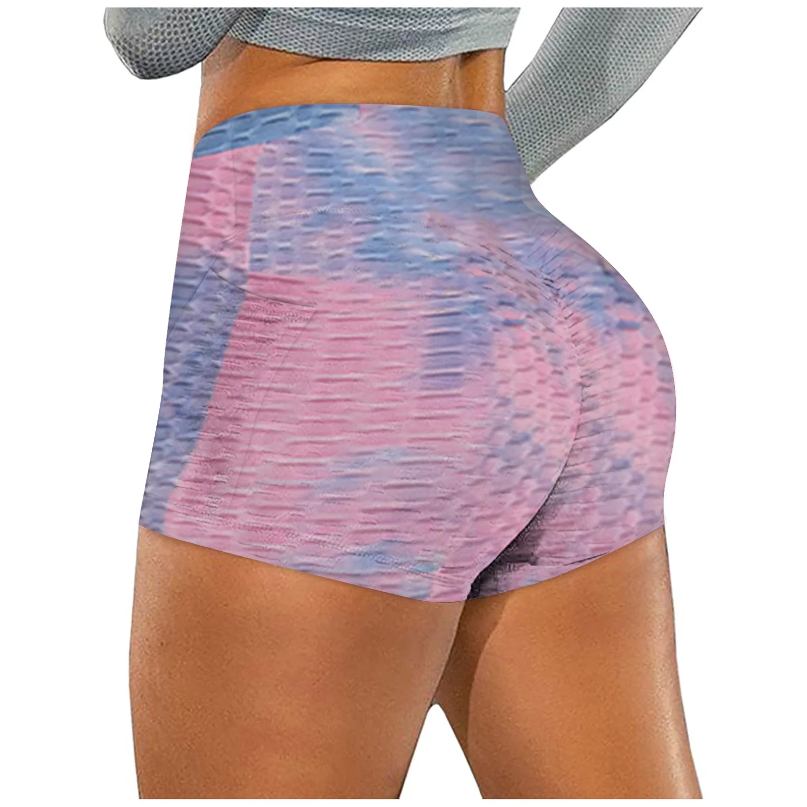 Women's High Waisted leggings Women Wrinkled Tie-dye Pockets Stretch Running Fitness Yoga Pants Biker Shorts