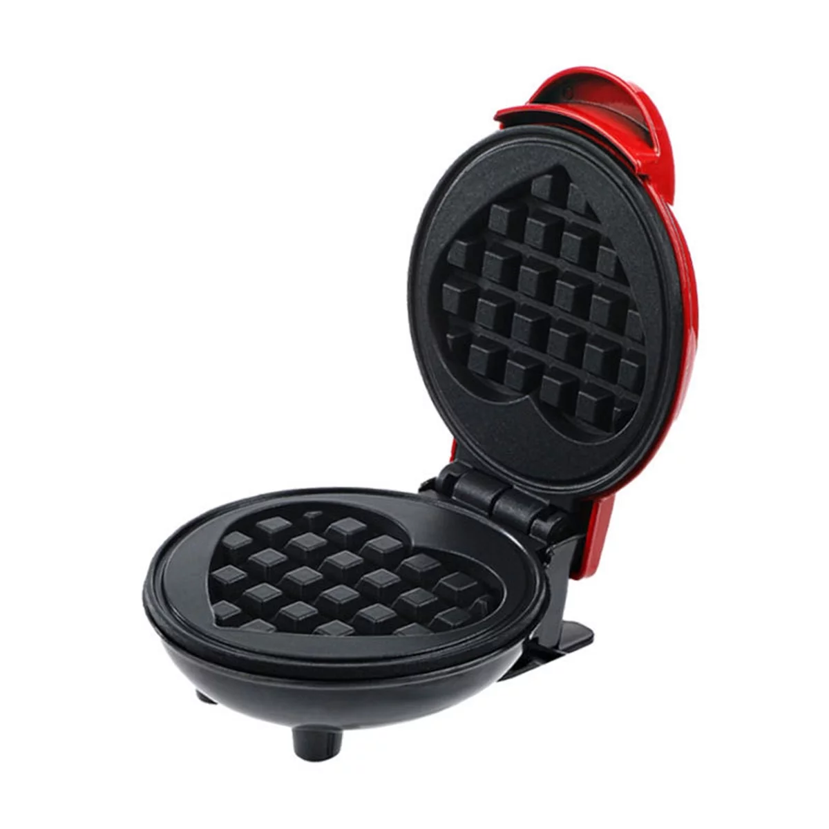 1-Pack Portable Mini Waffle Maker,Electric Non-Stick Waffle Iron Breakfast Machine for Waffle, Cookies, Eggs Making,Mini Waffle Maker Machine,Red