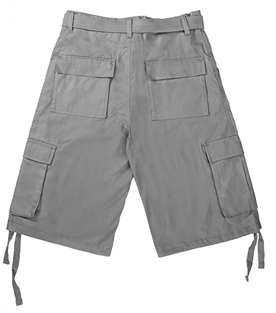 North 15 Men's Belted Clasic Cargo Pockets Twill Shorts-4550-Gr-32